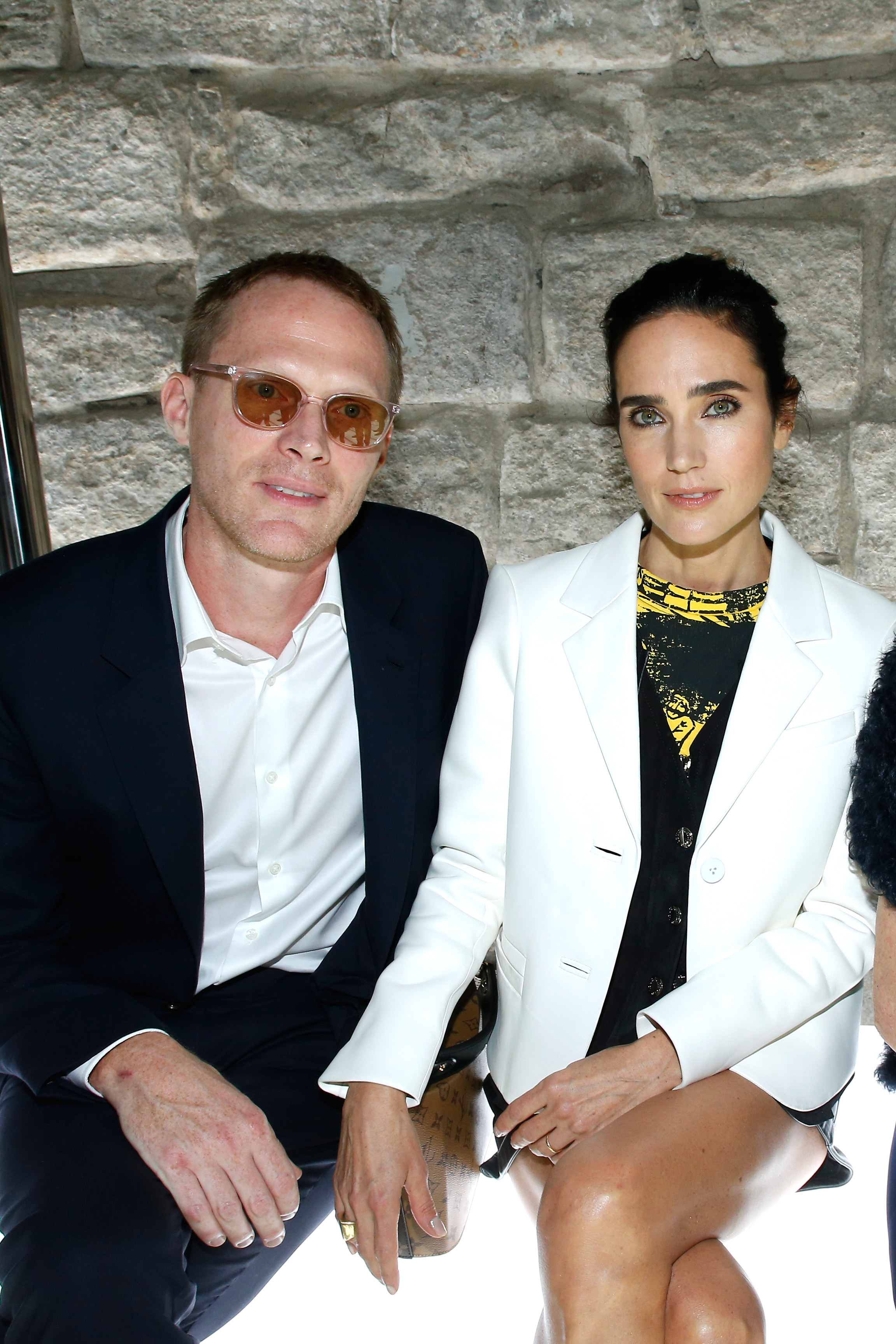 Jennifer Connelly and Paul Bettany at the Louis Vuitton show during Paris Fashion Week Womenswear Spring/Summer 2018 on October 3, 2017 in Paris, France | Source: Getty Images