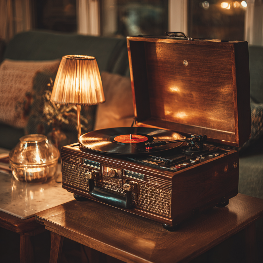A record player on a table | Source: Midjourney