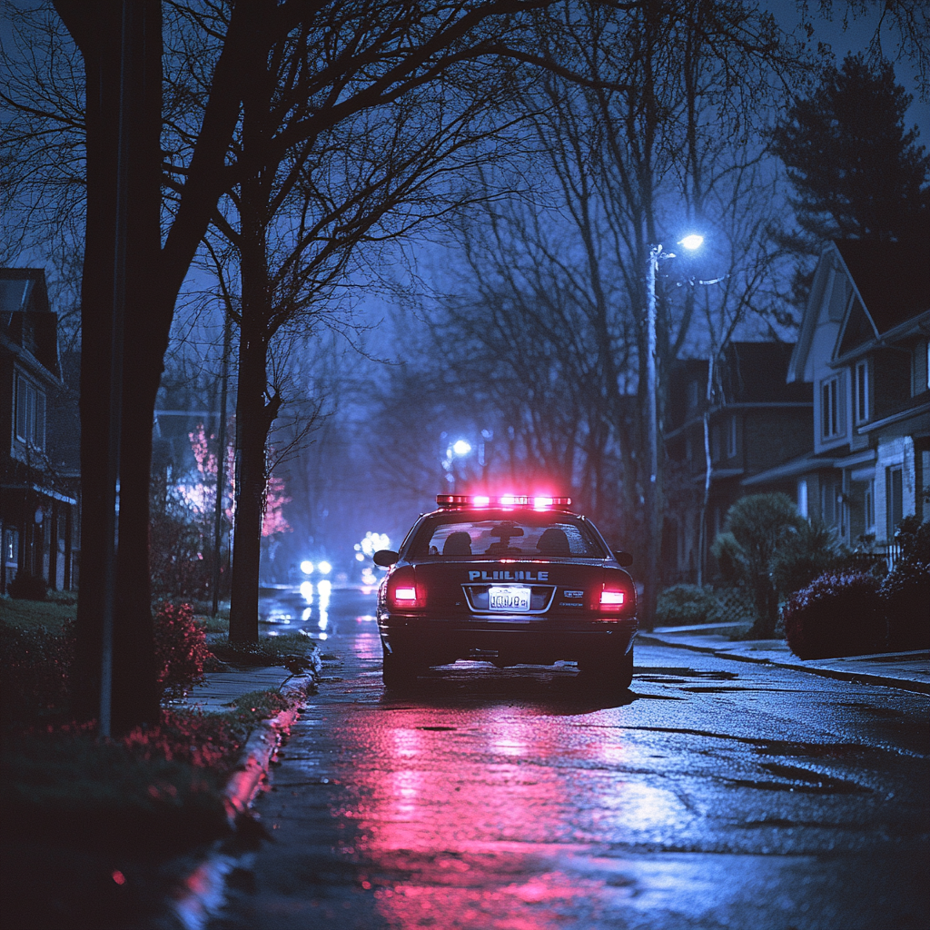 A police car with flashing lights | Source: Midjourney