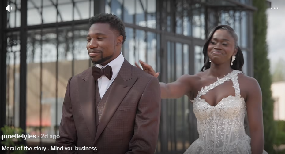 Junelle Bromfield taps Lyles on the shoulder before he turns around | Source: TikTok/junellelyles