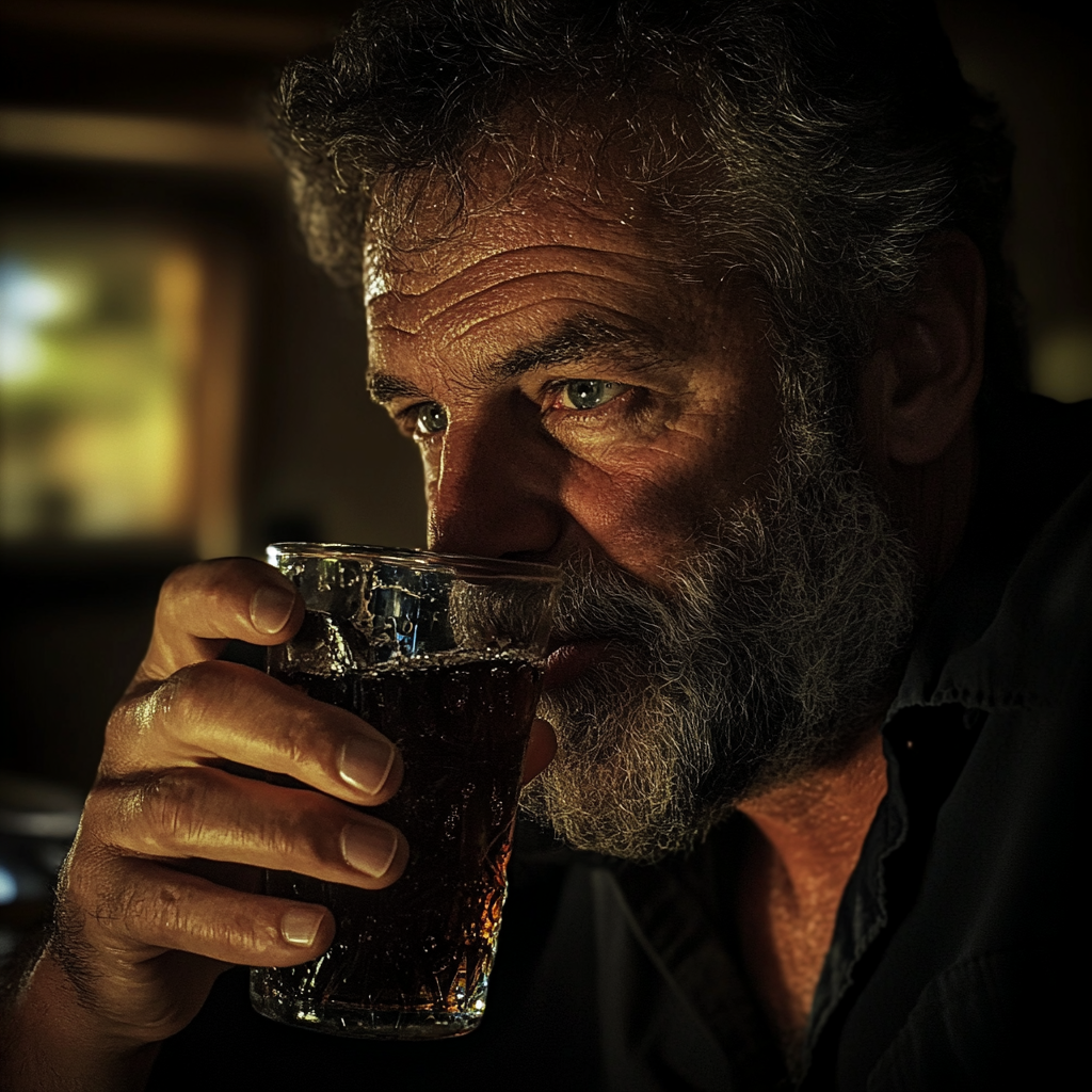 A man drinking from a glass | Source: Midjourney