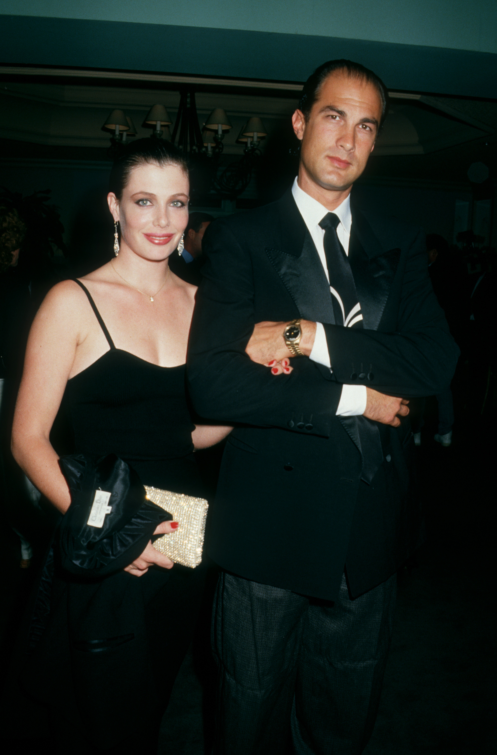 Kelly LeBrock and Steven Seagal on November 20, 1987 at Jimmy's Restaurant in Beverly Hills, California | Source: Getty Images