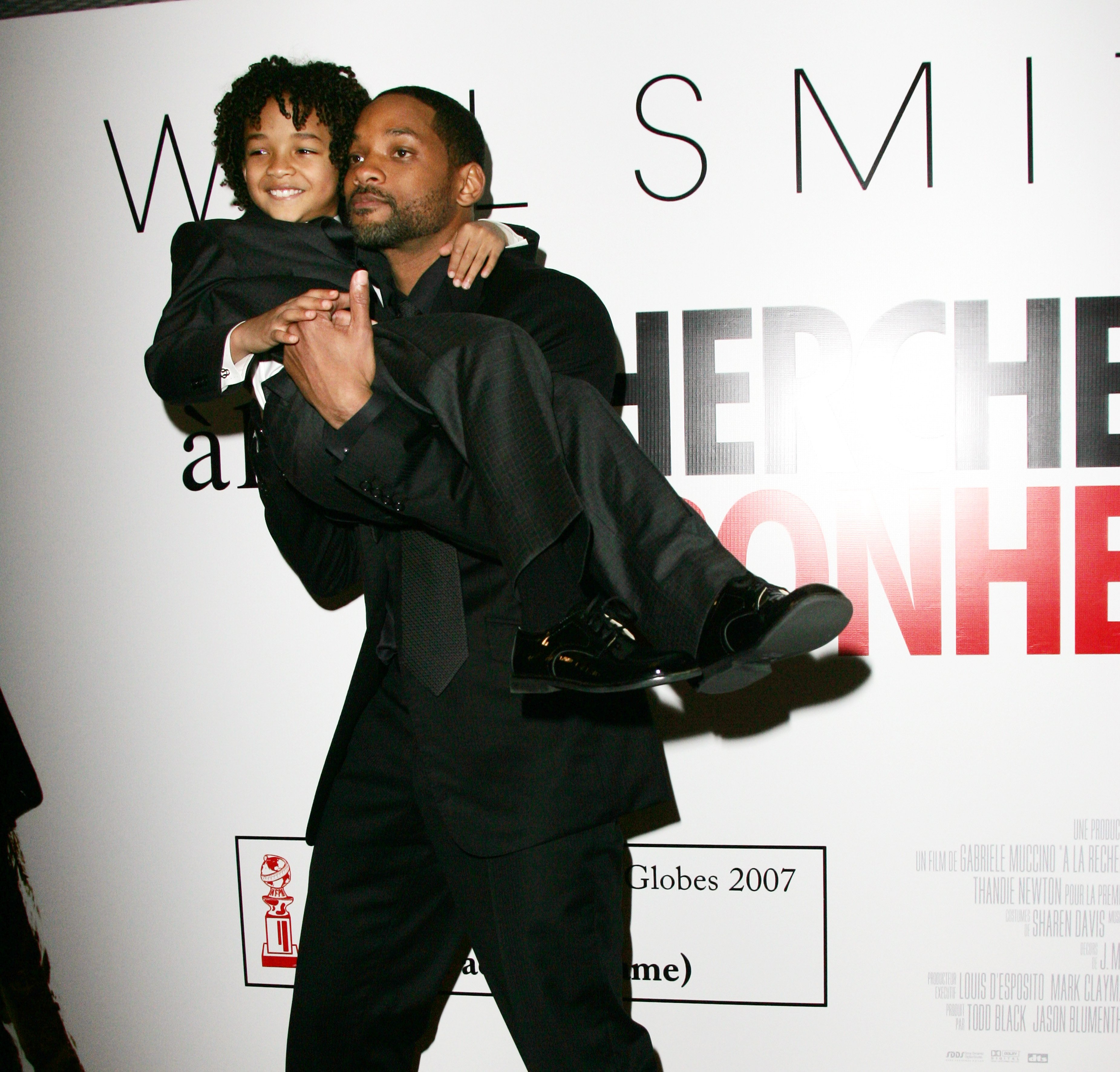 Will and Jaden Smith during "The Pursuit of Happyness" Paris premiere in Paris, France on January 10, 2007. | Source: Toni Anne Barson/WireImage/Getty Images