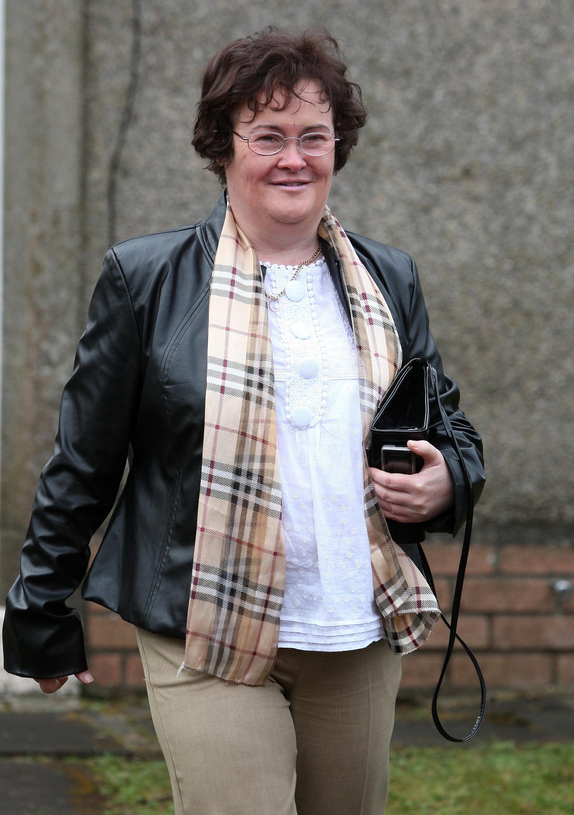 Britain's Got Talent star Susan Boyle, sporting a new look after undergoing a makeover, outside her home in Blackburn, West Lothian. | Source: Getty Images