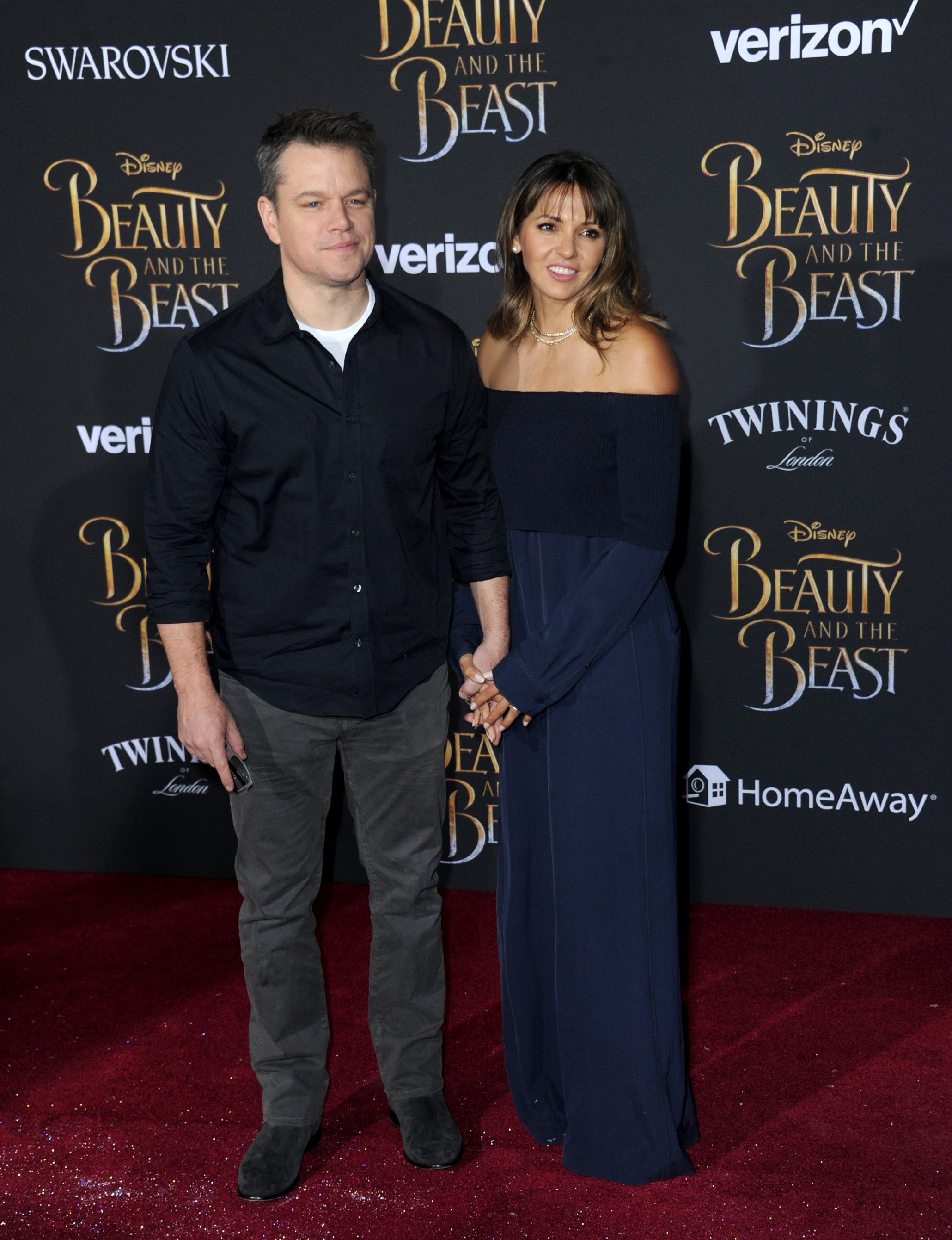Matt Damon and wife Luciana Damon arrive for the Premiere Of Disney's "Beauty And The Beast" held at El Capitan Theatre on March 2, 2017 in Los Angeles, California | Source: Getty Images 