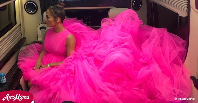 Jennifer Lopez looks like a huge pink cloud in an airy dress on an outing with A-Rod 