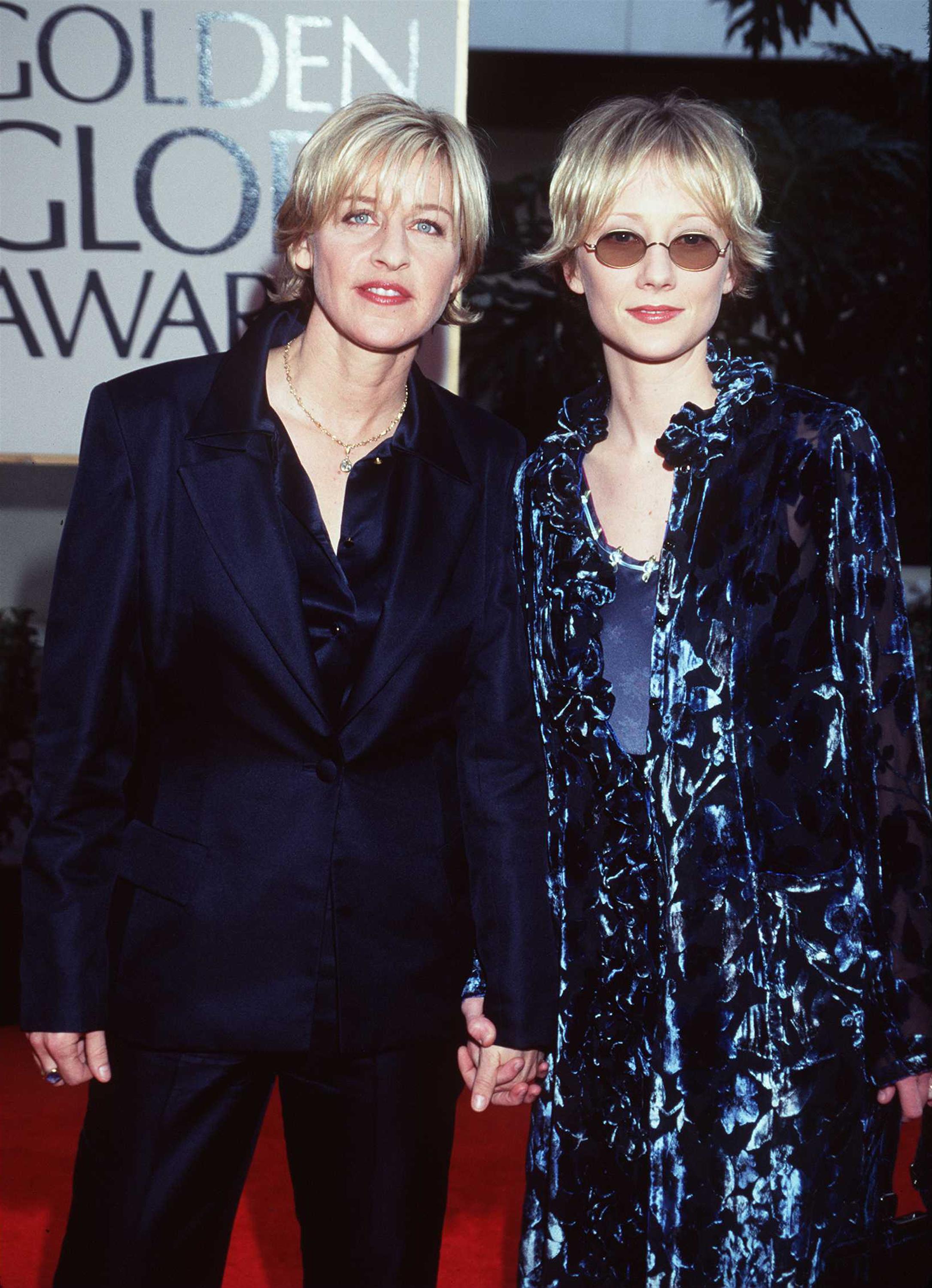 Anne Heche and Ellen DeGeneres attend the Golden Globe Awards held on January 18, 1998, in Beverly Hills, CA. I Source: Getty Images