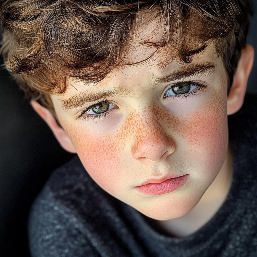 A close up of a little boy | Source: Midjourney