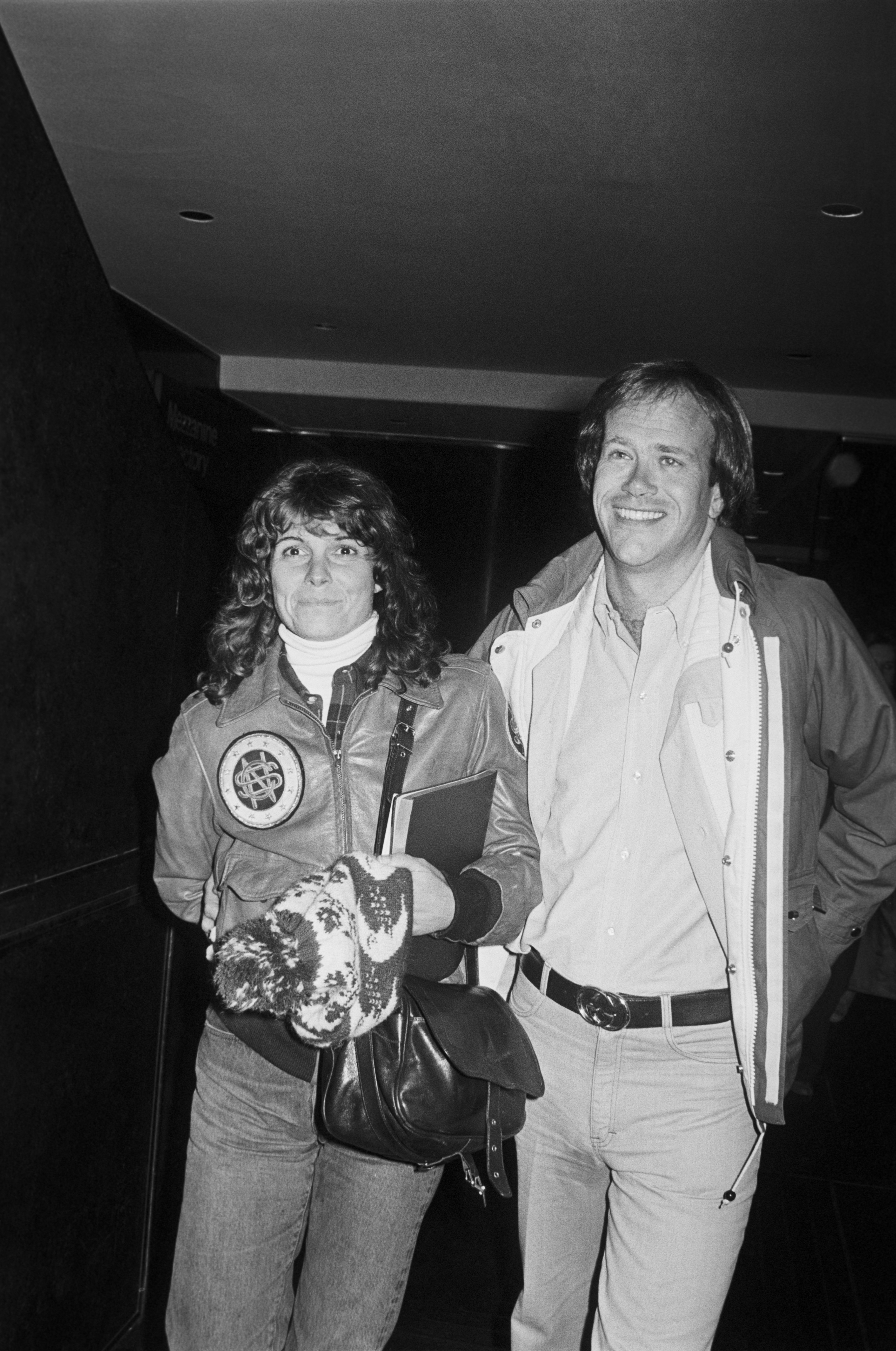 Susan Saint James wearing a leather jacket with Dick Ebersol sometime around 1970 in New York. Photo: Getty Images