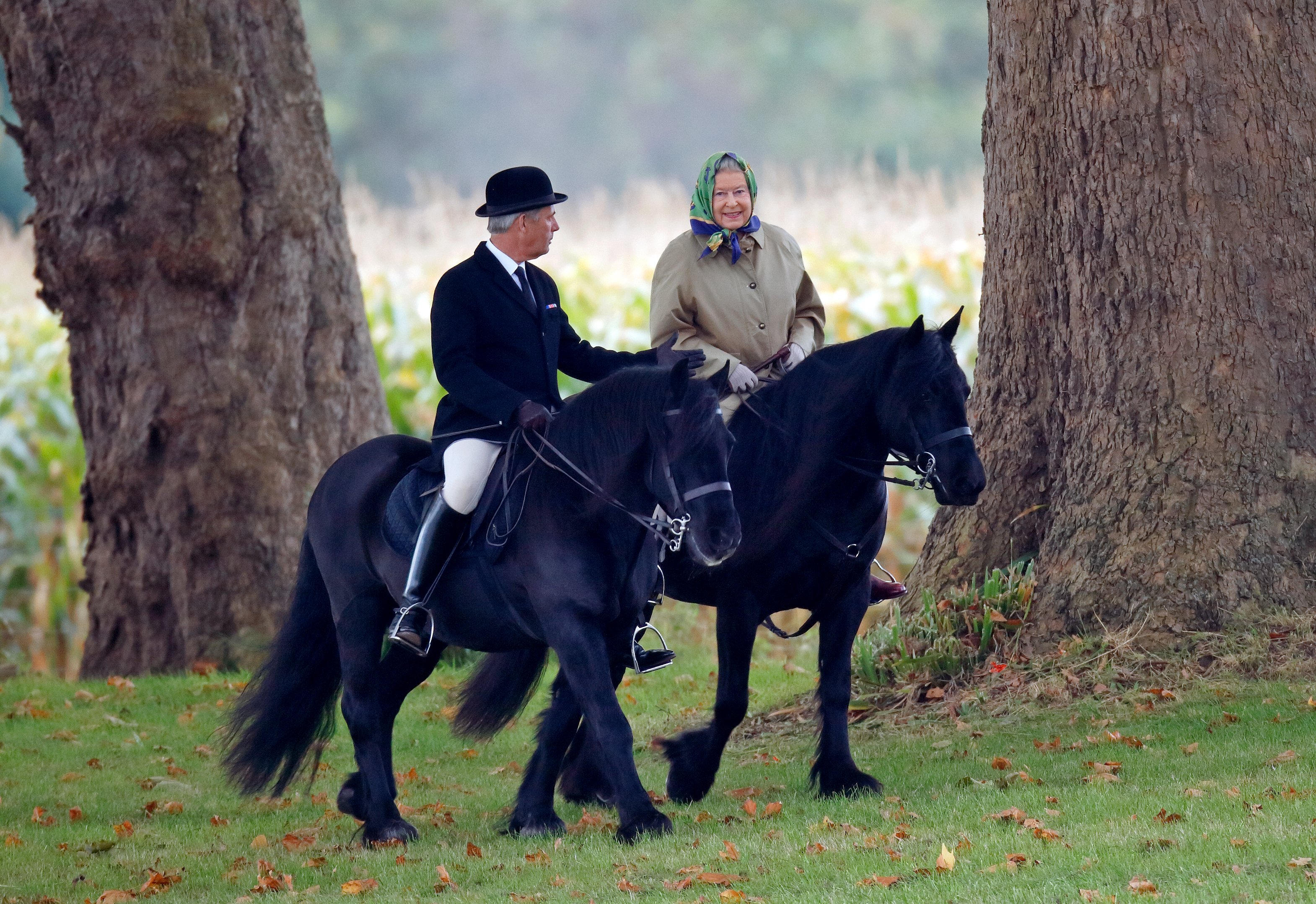 Queen Elizabeth II and  her stud groom Terry Pendry, at Windsor Castle in 2008. | Source: Getty Images 