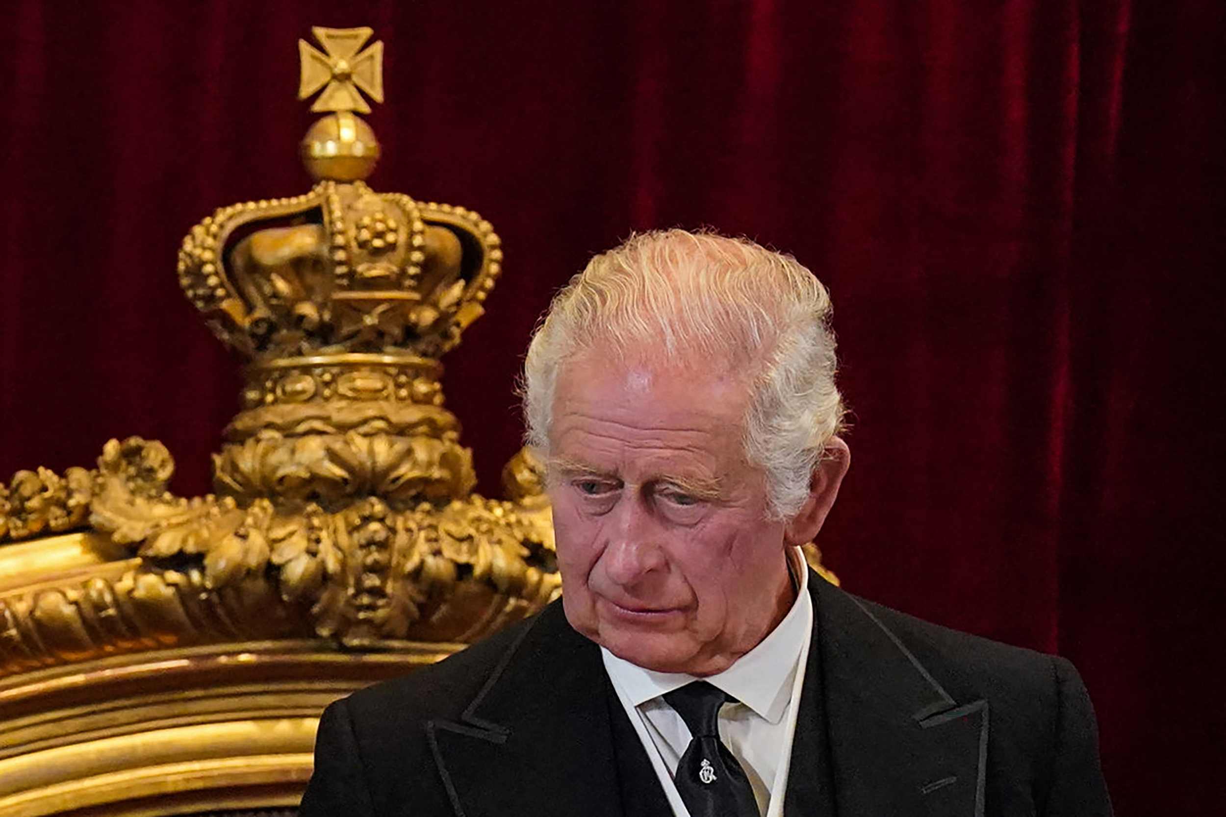 King Charles III during a meeting of the Accession Council inside St James's Palace in London on September 10, 2022 | Source: Getty Images
