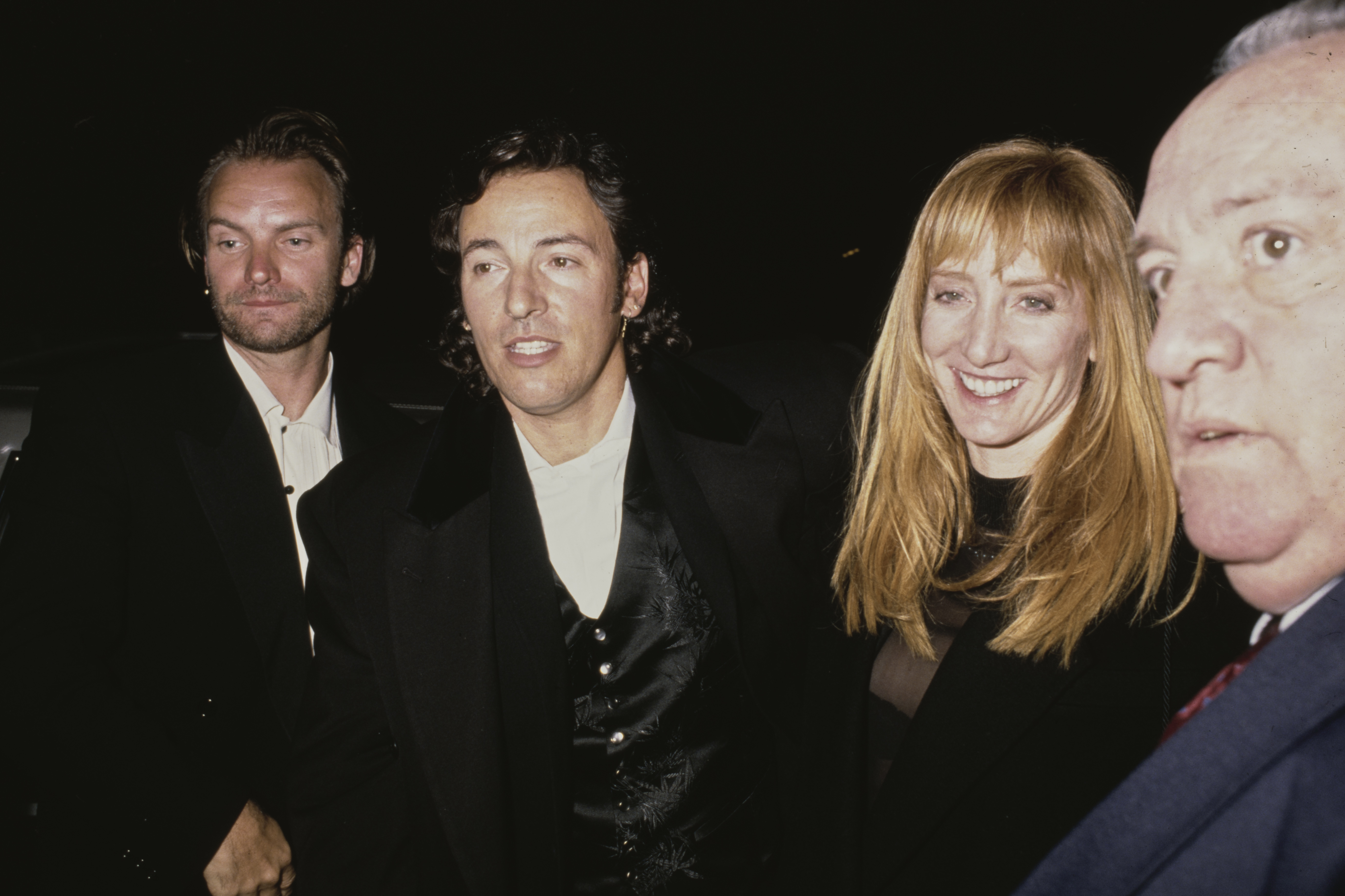Captured at the 5th Annual Rock and Roll Hall of Fame Awards in 1990, Sting joins Bruce Springsteen and Patti Scialfa for a moment that blends star power with genuine connection. All three appear at ease, highlighting the early bond between the music legends and longtime friends.