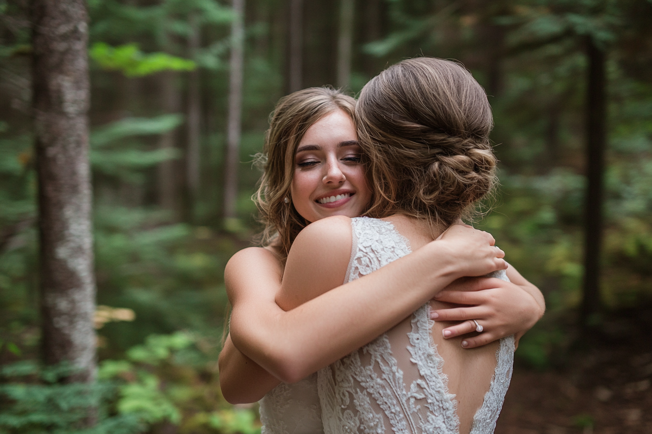 A bride hugging her maid-of-honor | Source: Midjourney