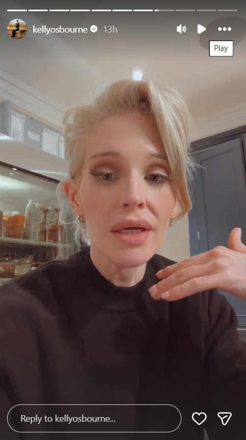 A screengrab of Kelly Osbourne's Stories post, dated on 10 December 2025. | Source: Instagram/kellyosbourne