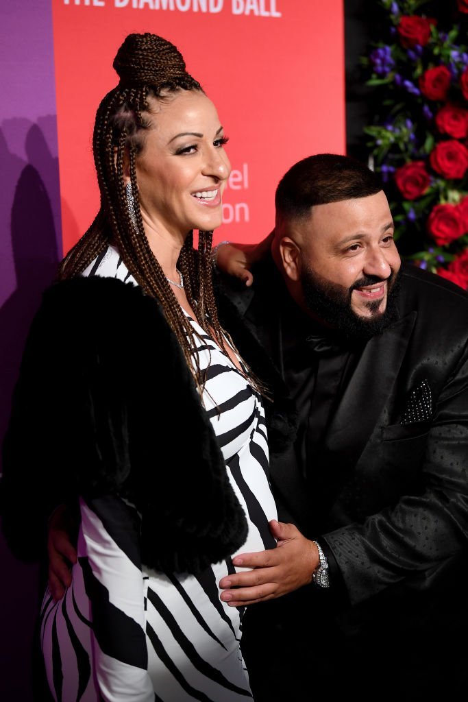 DJ Khaled cradles his unborn child at Rihanna's 5th Annual Diamond Ball this month. | Photo: Getty Images