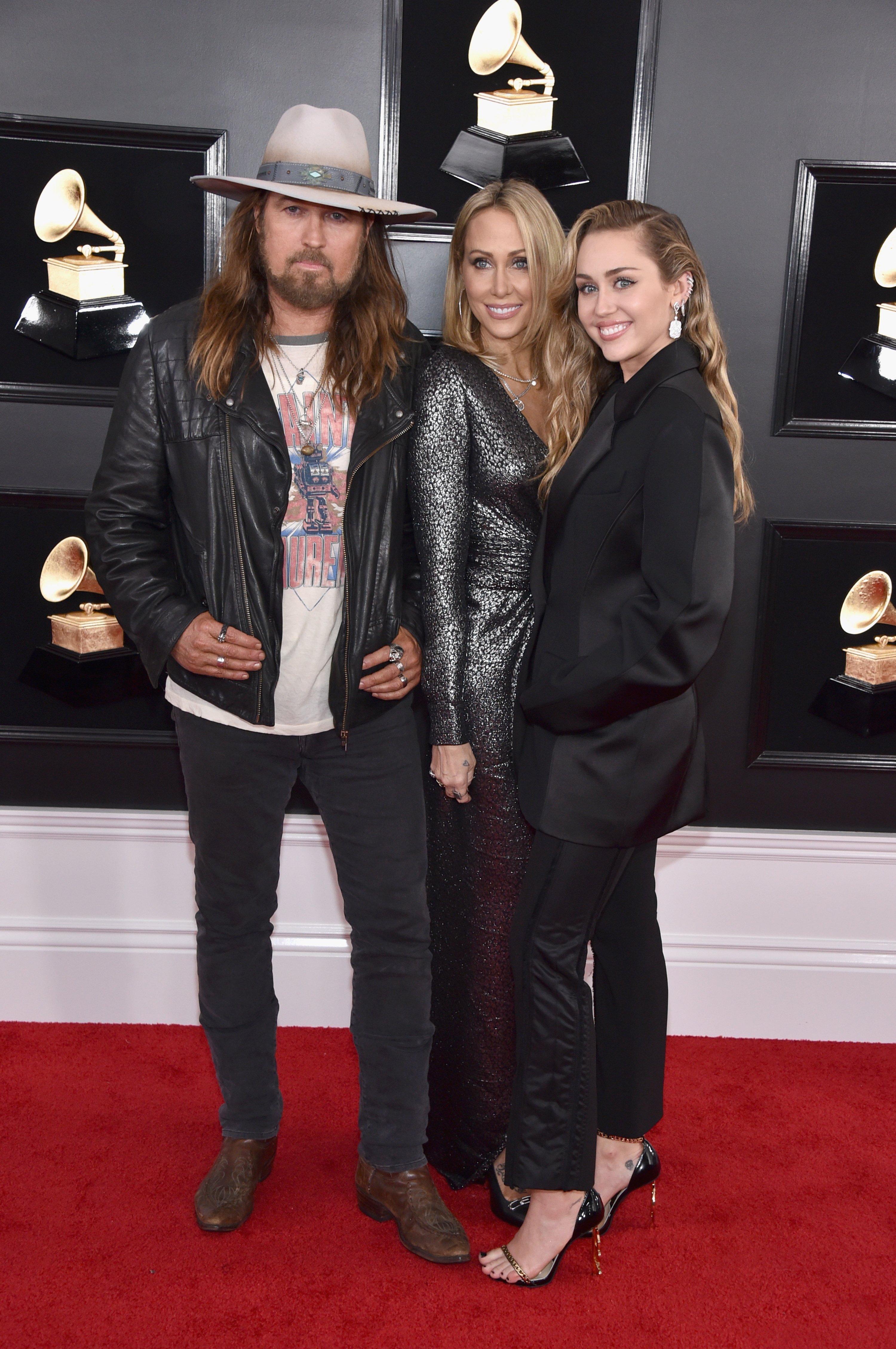 Billy Ray Cyrus, Tish Cyrus, and Miley Cyrus attend the 61st Annual GRAMMY Awards at Staples Center on February 10, 2019, in Los Angeles, California. | Source: Getty Images.