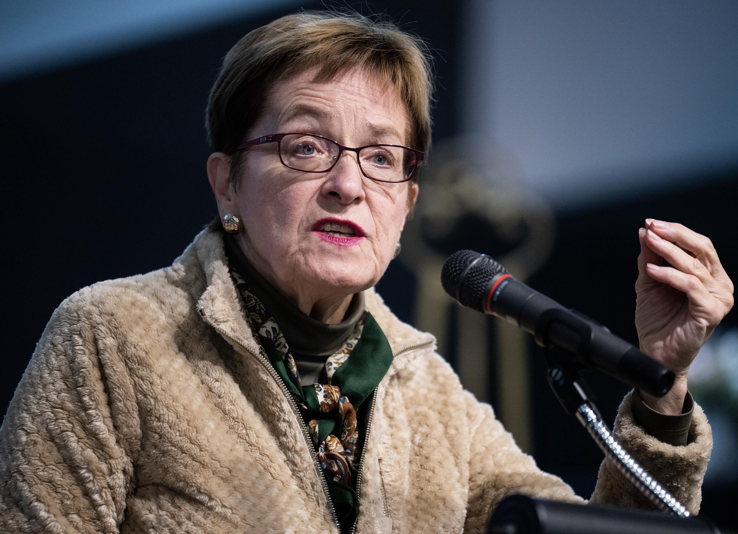 **Toledo Titan:** Representative Marcy Kaptur (D-Ohio) speaks during the NAACP Freedom Fund Celebration in Toledo, Ohio. The record-breaking lawmaker was hospitalized following a dramatic Sunday hit-and-run crash en route to church. | Source: Getty Images