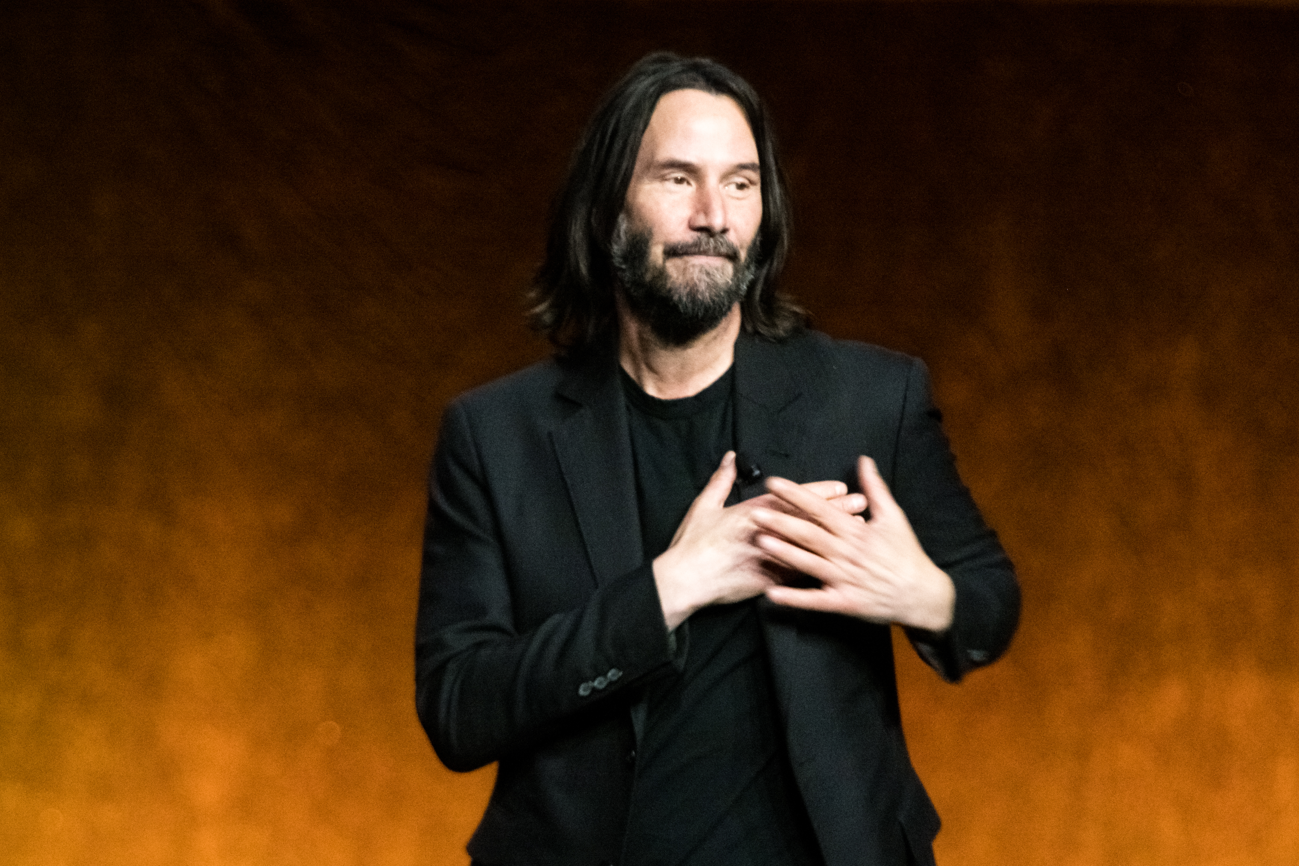 Actor Keanu Reeves presents the movie "John Wick: Chapter 4" at Lionsgate's exclusive presentation at Caesars Palace during CinemaCon 2022, the official convention of the National Association of Theatre Owners, on April 28, 2022, in Las Vegas, Nevada. | Source: Getty Images