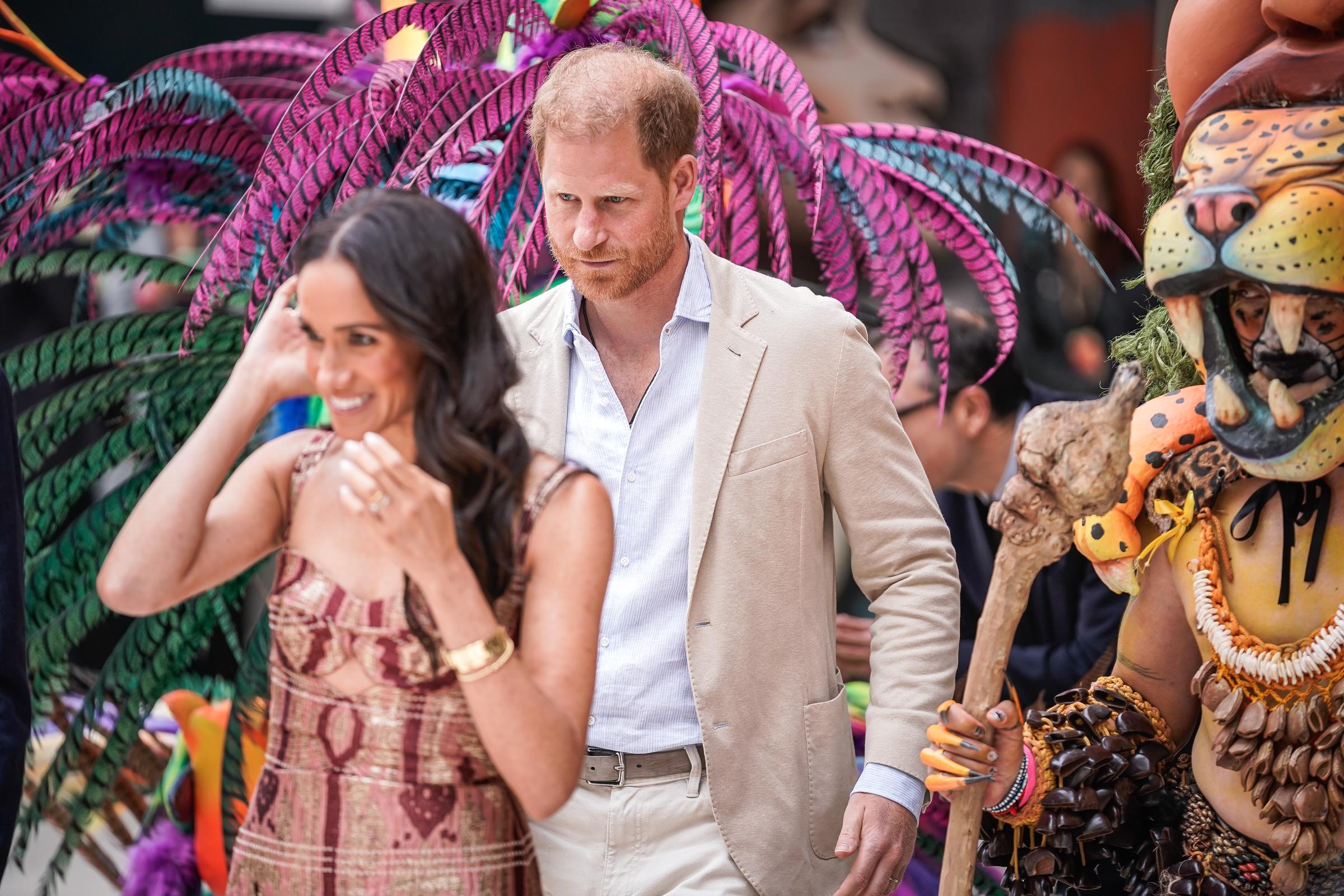 Meghan, Duchess of Sussex and Prince Harry, Duke of Sussex during their visit to Colombia on August 15, 2024 | Source: Getty Images