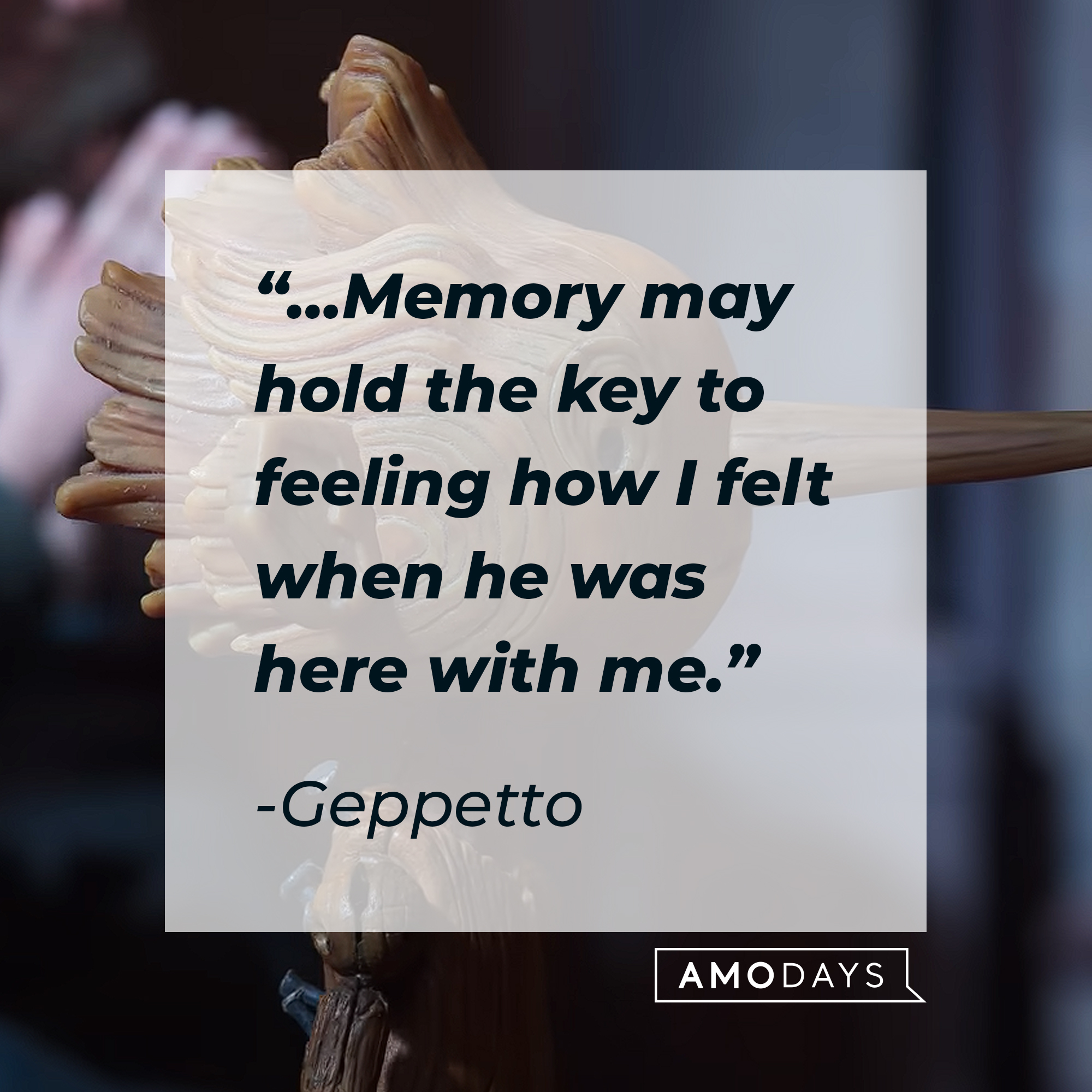 Geppetto's quote: "…Memory may hold the key to feeling how I felt when he was here with me." | Image: AmoDays