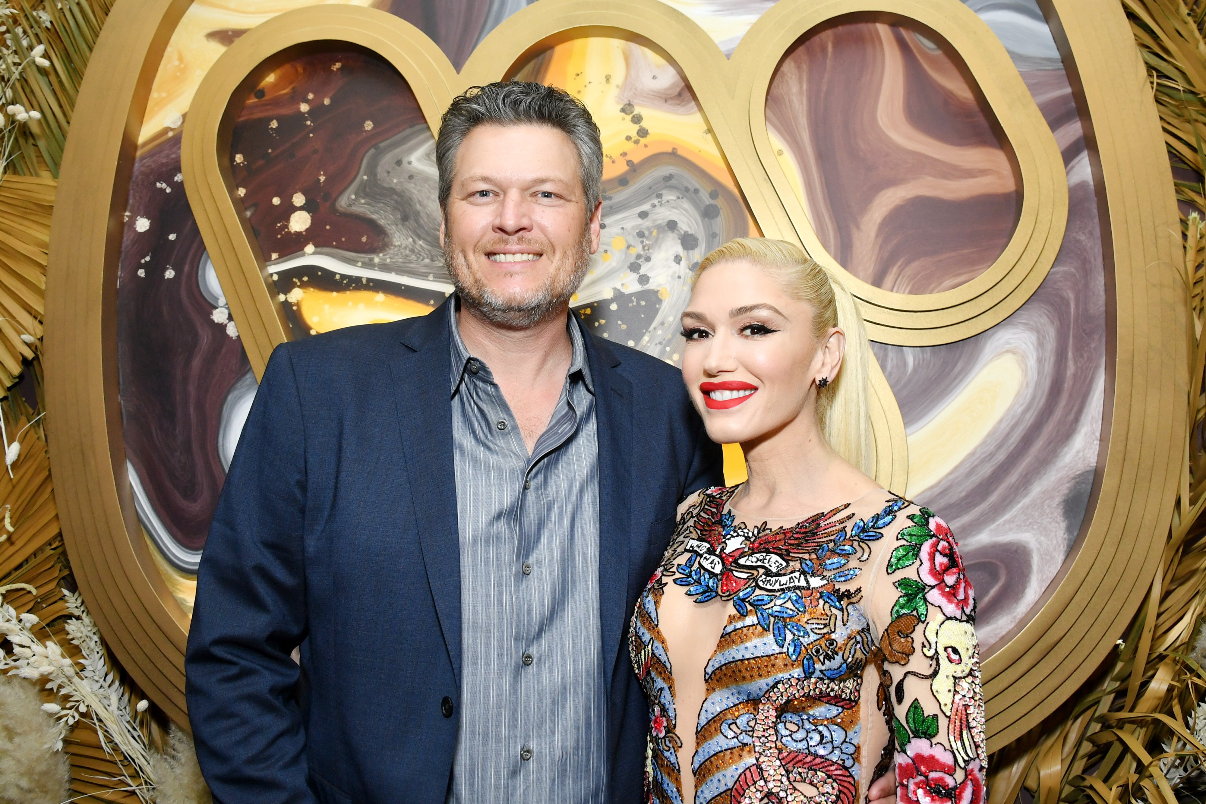  Blake Shelton and Gwen Stefani attend the Warner Music Group Pre-Grammy Party on January 23, 2020, in Hollywood, California. | Source: Getty Images.