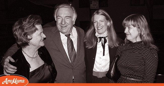 An undated image of CBS newscaster Walter Cronkite, has his arm wrapped around wife, Betsy, arriving for a private party with his daughters Kathy and Nancy (right) at Simon's | Photo: Getty Images