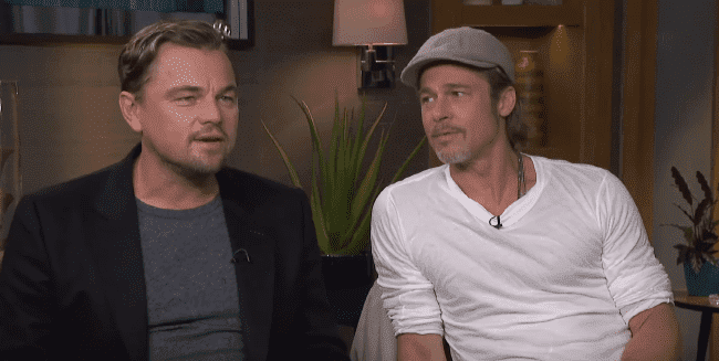 Brad Pitt and Leonardo DiCaprio during an interview with BBC for the promotion of their film "Once Upon a Time... In Hollywood," in August 2019. Source: YouTube/BBC News.