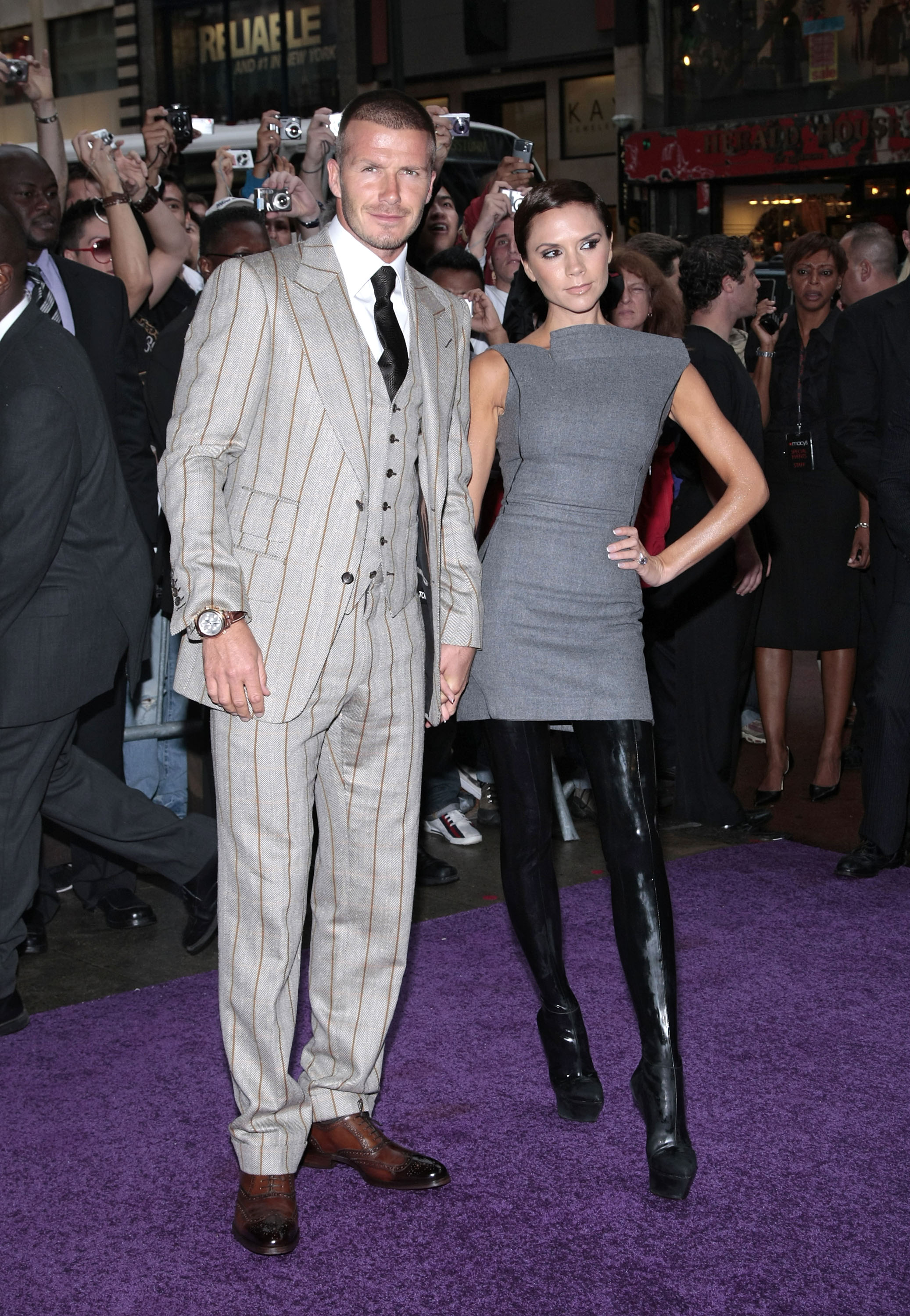 David and Victoria Beckham attend the launch of the Beckham Signature fragrance collection in New York City on September 26, 2008 | Source: Getty Images
