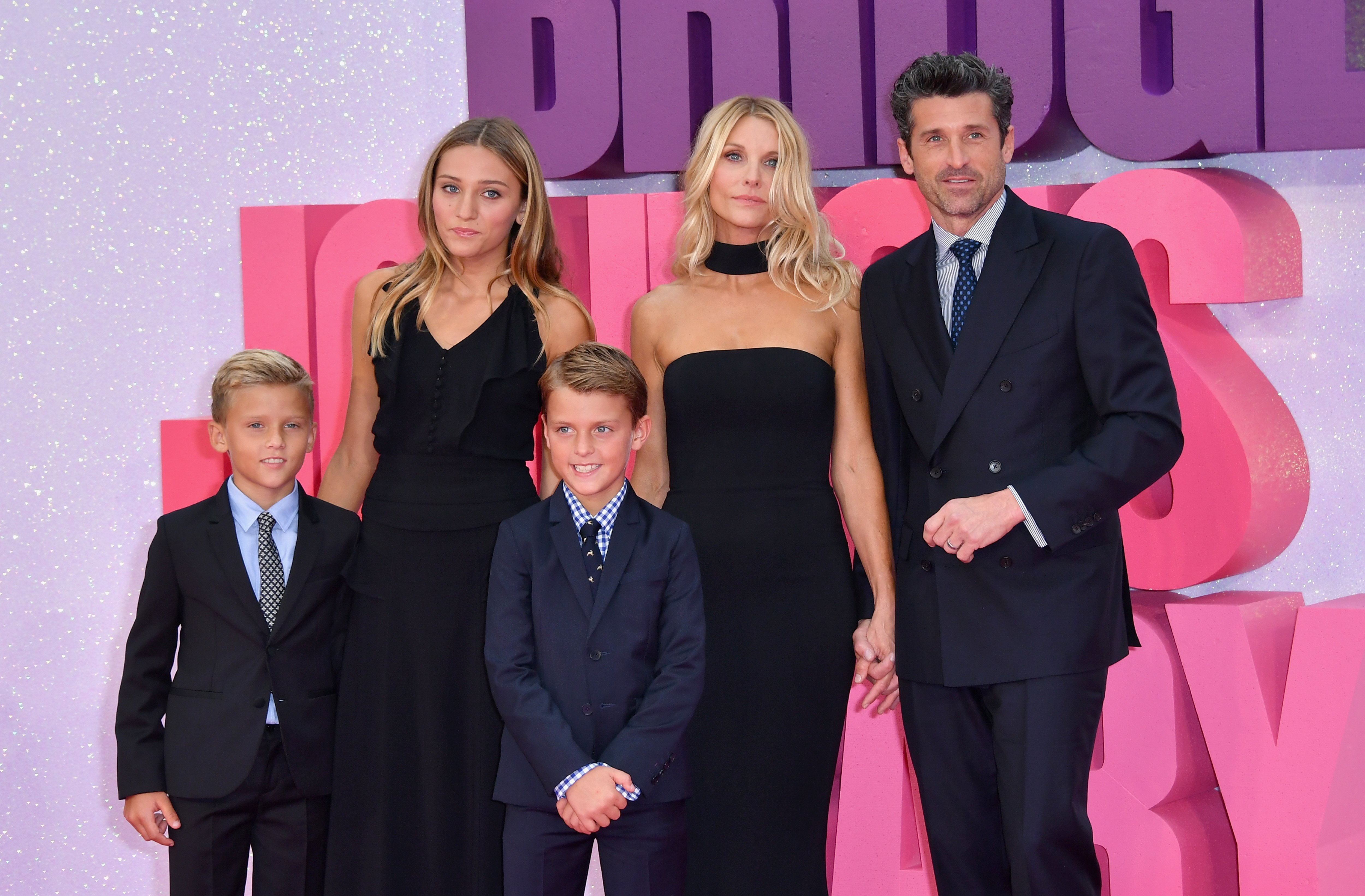 Jillian Fink, Patrick Dempsey, twin sons Darby and Sullivan, and daughter Talula, attend the "Bridget Jones's Baby" world premiere on September 5, 2016, in London, England. | Source: Getty Images