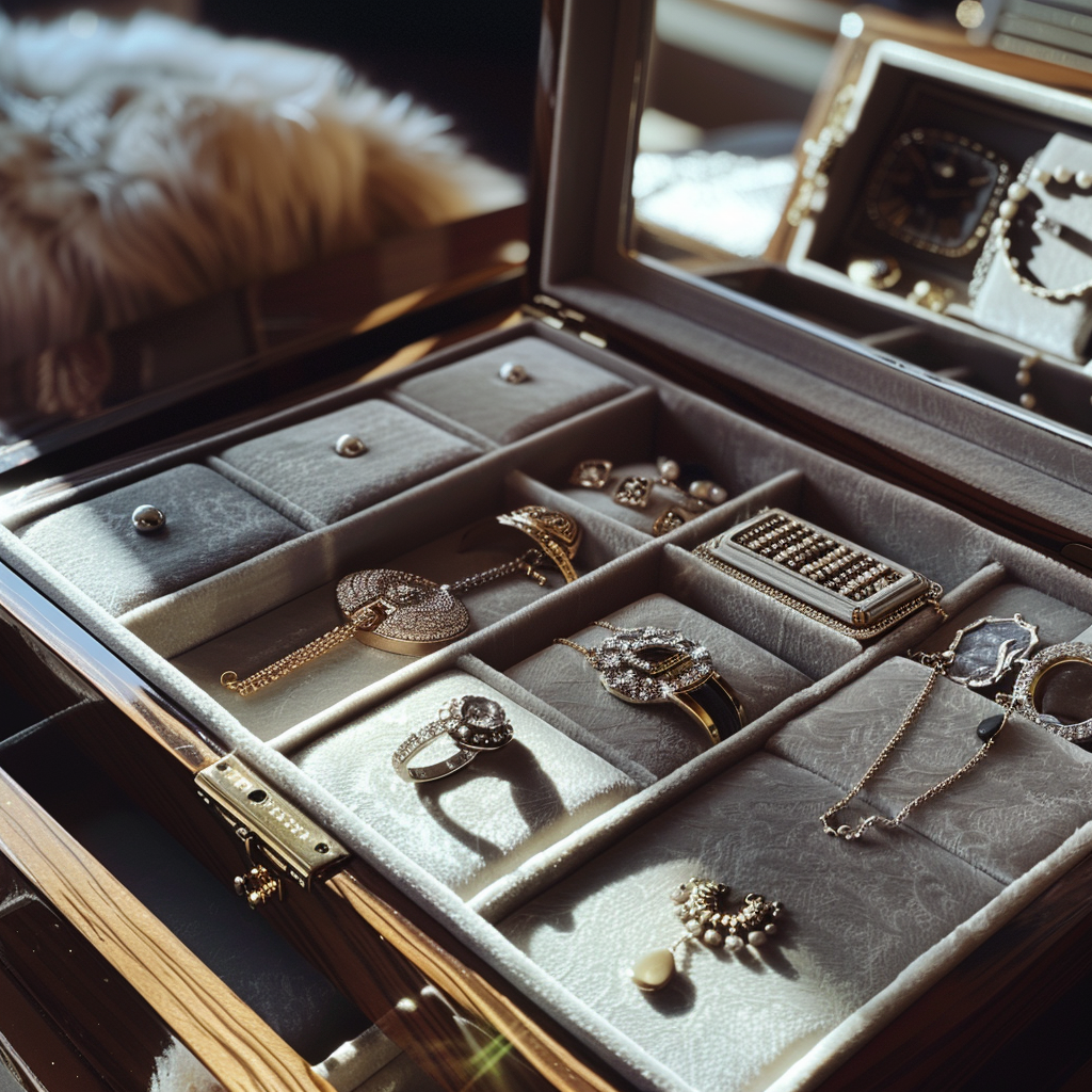 An open jewelry box | Source: Midjourney