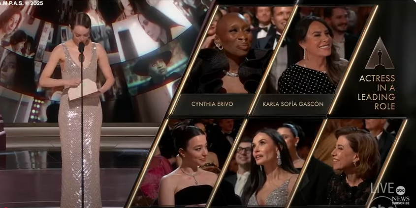 Demi Moore's reaction at the Oscars | Source: YouTube/ABCNews