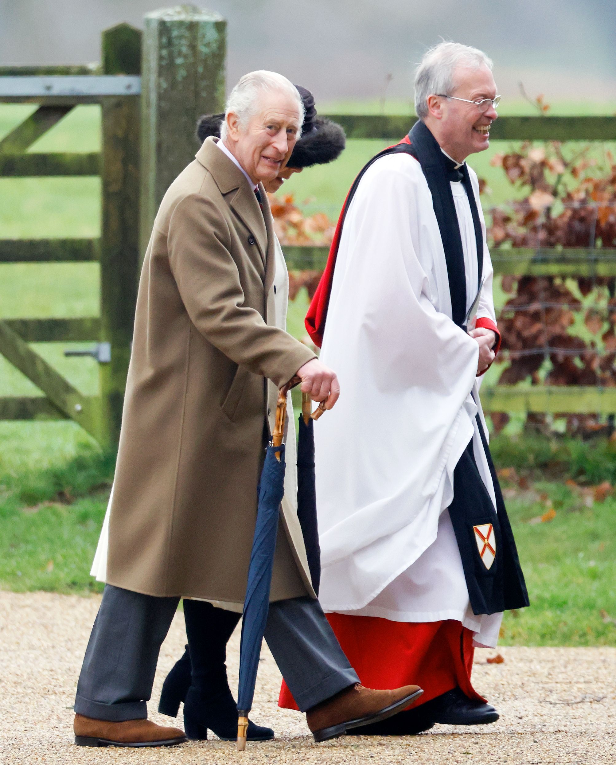 King Charles III and Queen Camilla attend the Sunday service at the Church of St Mary Magdalene on the Sandringham estate on February 11, 2024, in Sandringham, England. | Source: Getty Images