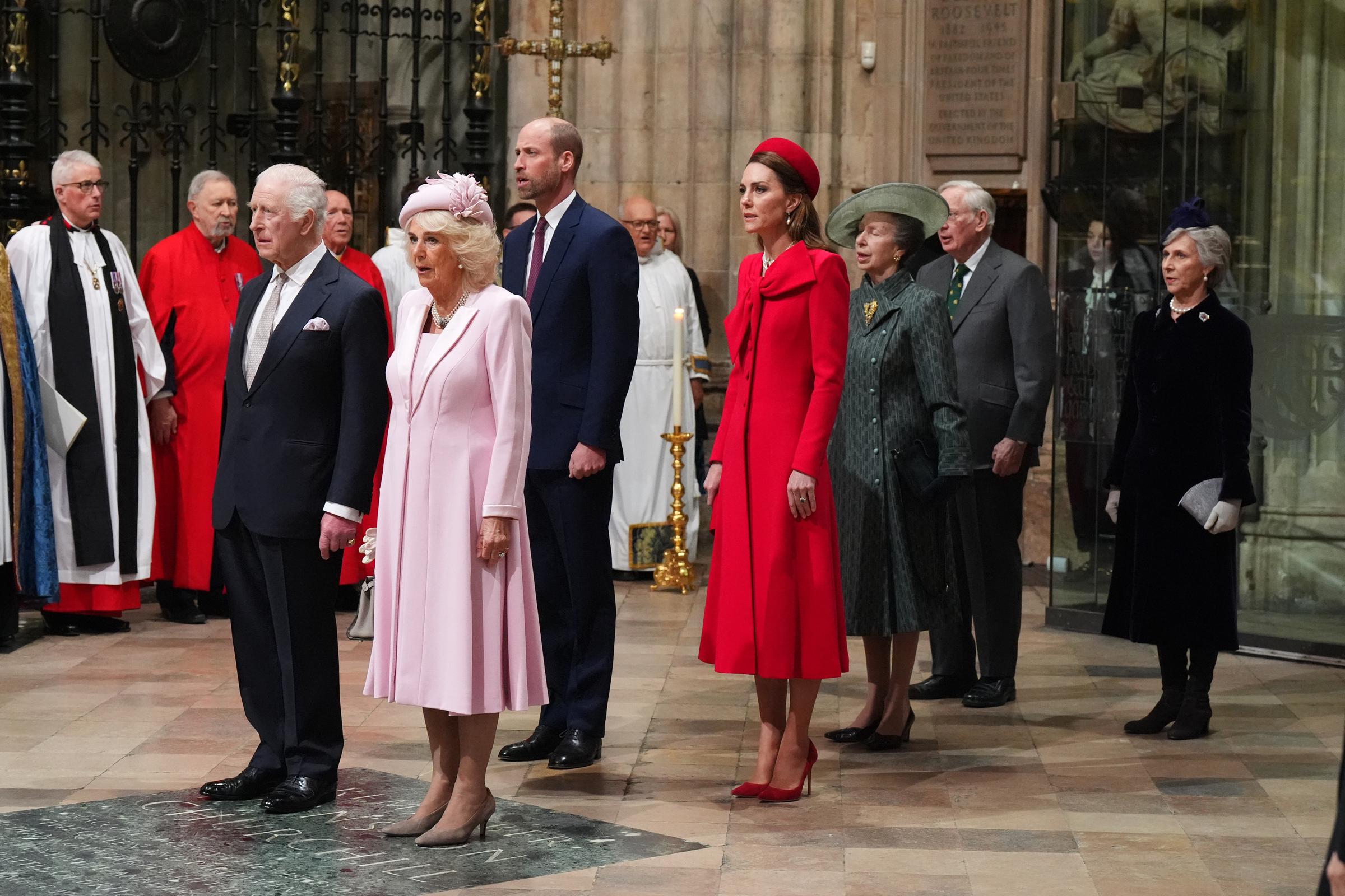 King Charles III, Queen Camilla, Prince William, Princess Catherine, Princess Anne, Princess Royal, Prince Richard, Duke of Gloucester, and Birgitte, Duchess of Gloucester attend the annual Commonwealth Day service ceremony at Westminster Abbey in London, on March 10, 2025 | Source: Getty Images