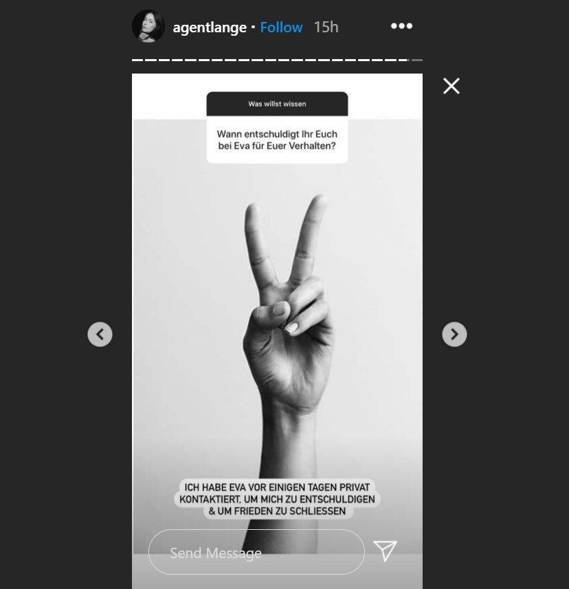 Screenshot der Instagram-Story von Jennifer Lange während der Fragestunde | Quelle: Instagram/Agentlange