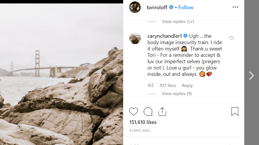 Caryn Chandler's message to Tori l Source: instagram,com/toriroloff
