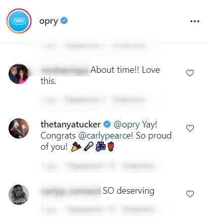 A screenshot of a fan's comment on Grand Ole Opry's post on its instagram page | Photo: instagram.com/opry/