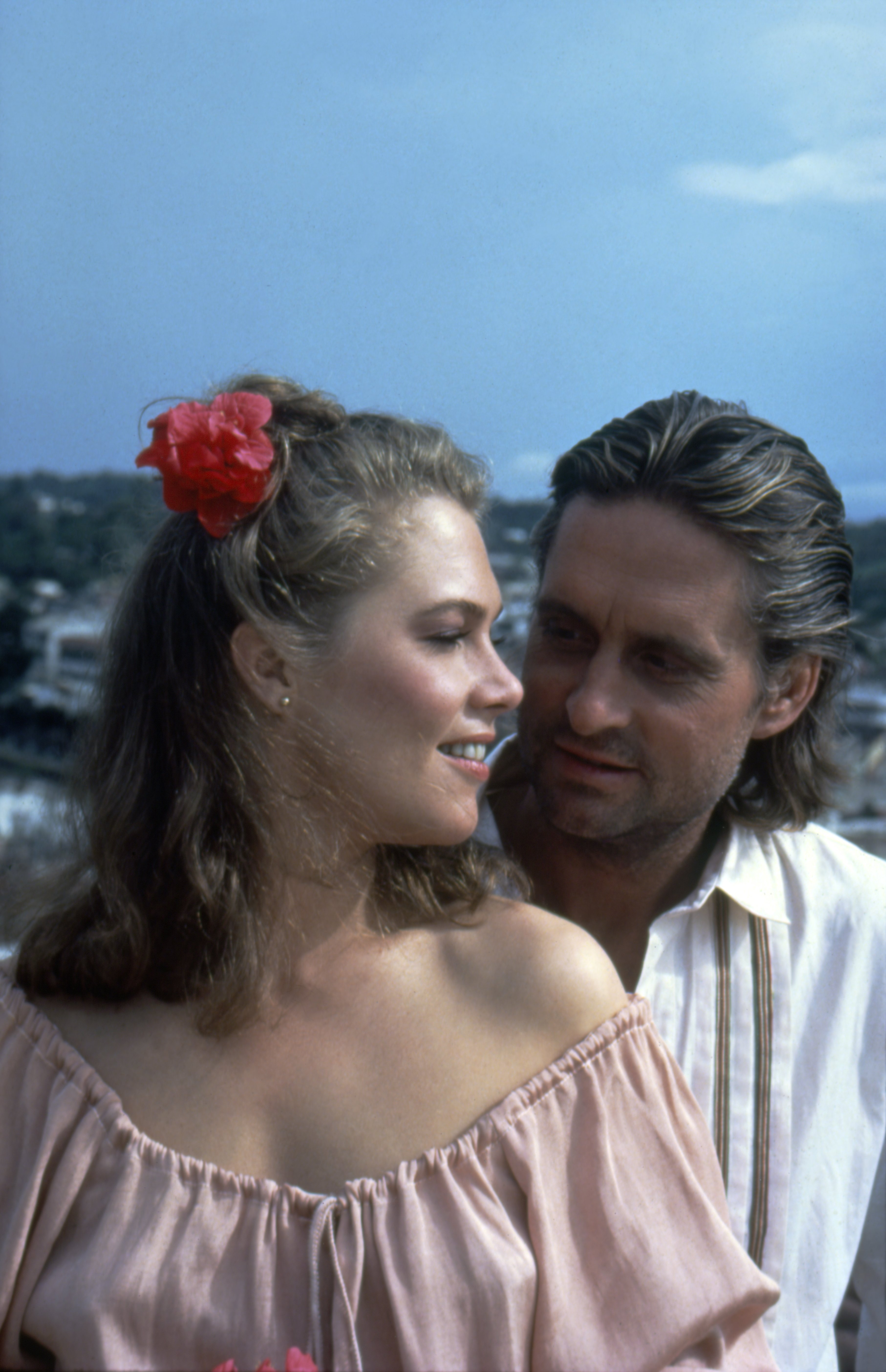 Kathleen Turner and Michael Douglas on the set of 1984's "Romancing the Stone."  / Source: Getty Images