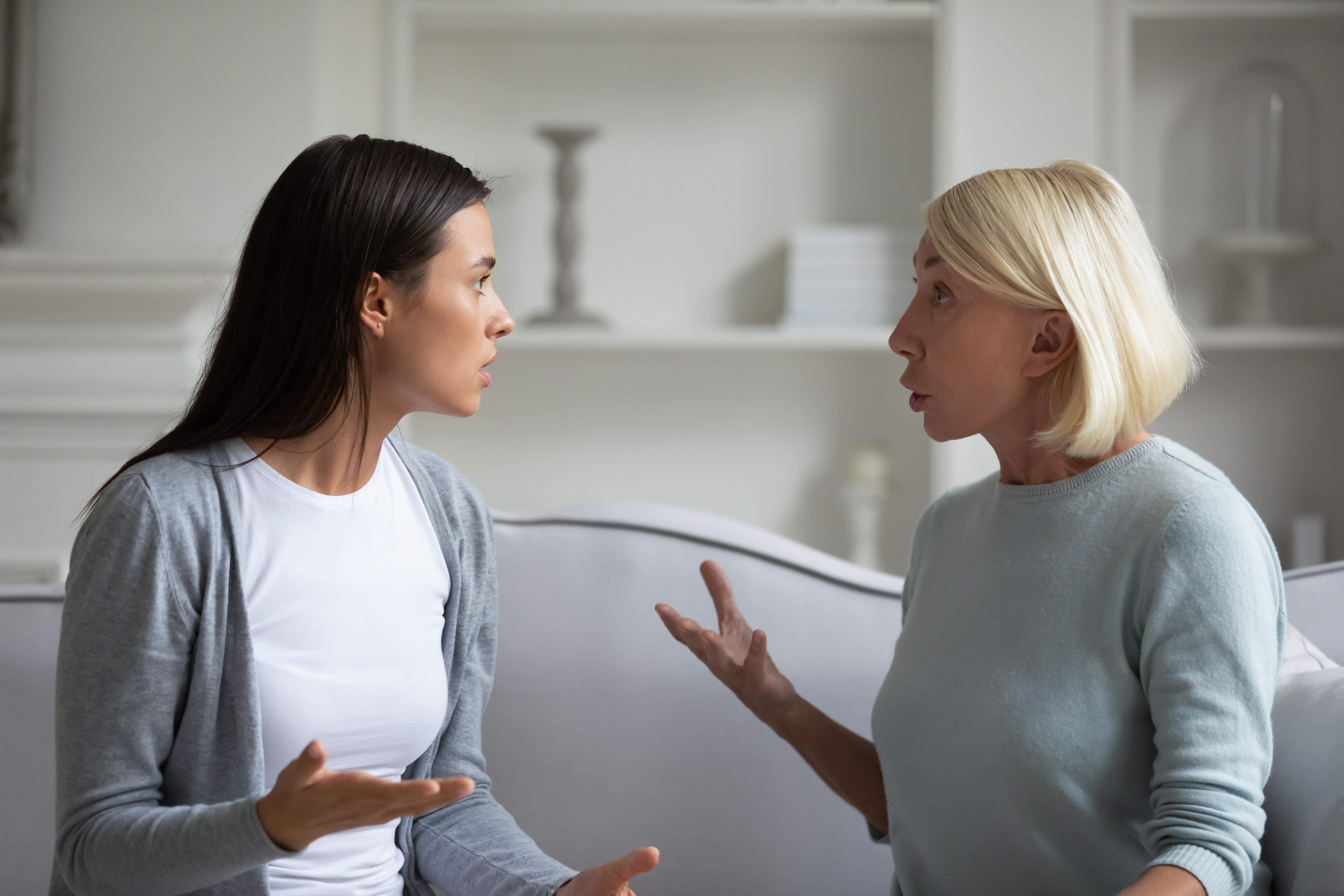 Senior mom and her daughter arguing | Source: Shutterstock
