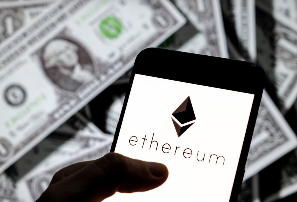  the cryptocurrency generated by the Ethereum (Ether, ETH) logo is seen on an Android mobile device screen. | Source: Getty Images
