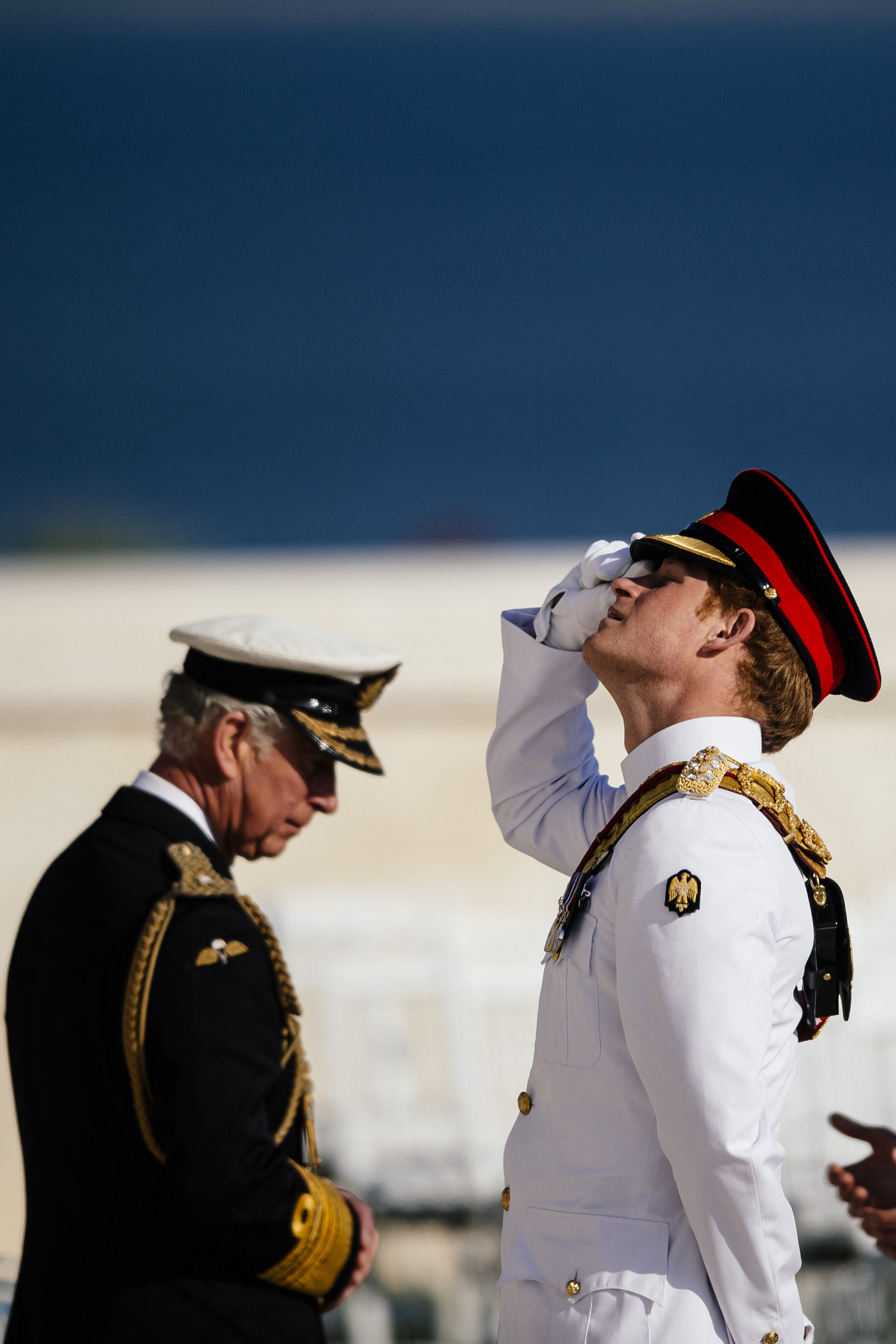King Charles III and Prince Harry attending a memorial service marking the 100th anniversary of the start of the Battle of Gallipoli on the Gallipoli peninsula, Turkey on April 24, 2015 | Source: Getty Images