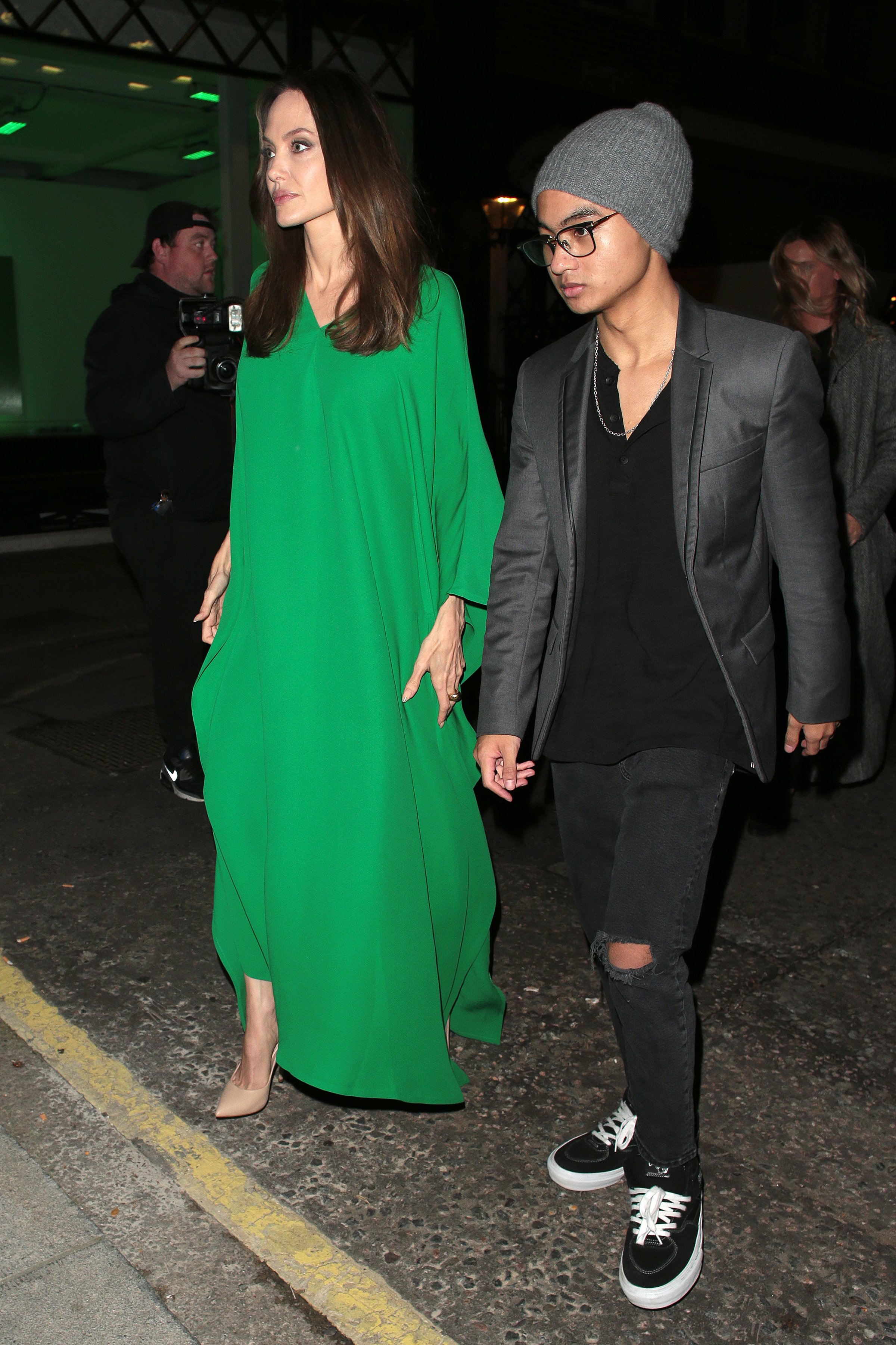 Angelina Jolie and Maddox Chivan Jolie-Pitt seen attending The Eternals - UK film premiere afterparty at Maison Estelle on October 27, 2021 in London, England. | Source: Getty Images