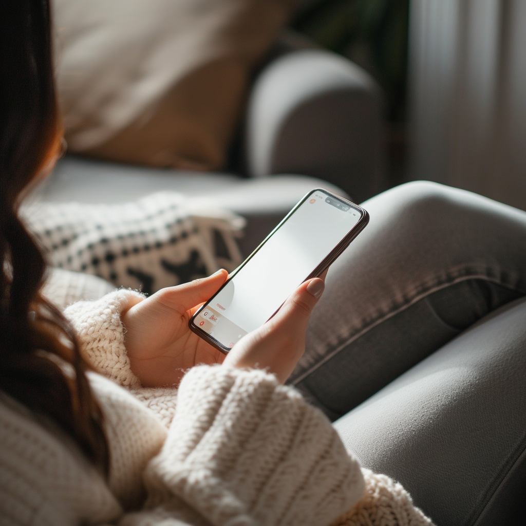 A closeup of a woman texting on her phone | Source: Midjourney