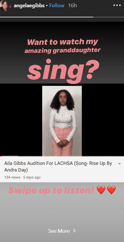 Screenshot of Angela Gibbs promoting her granddaughter Aila’s audition on Instagram | Photo: Instagram/angelaegibbs