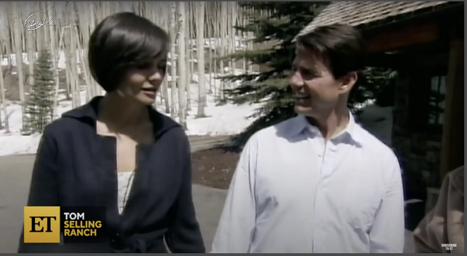 Katie Holmes and Tom Cruise at Tom Cruise's ranch in Telluride, Colorado, from a video dated March 28, 2021. | Source: Youtube.com/@EntertainmentTonight