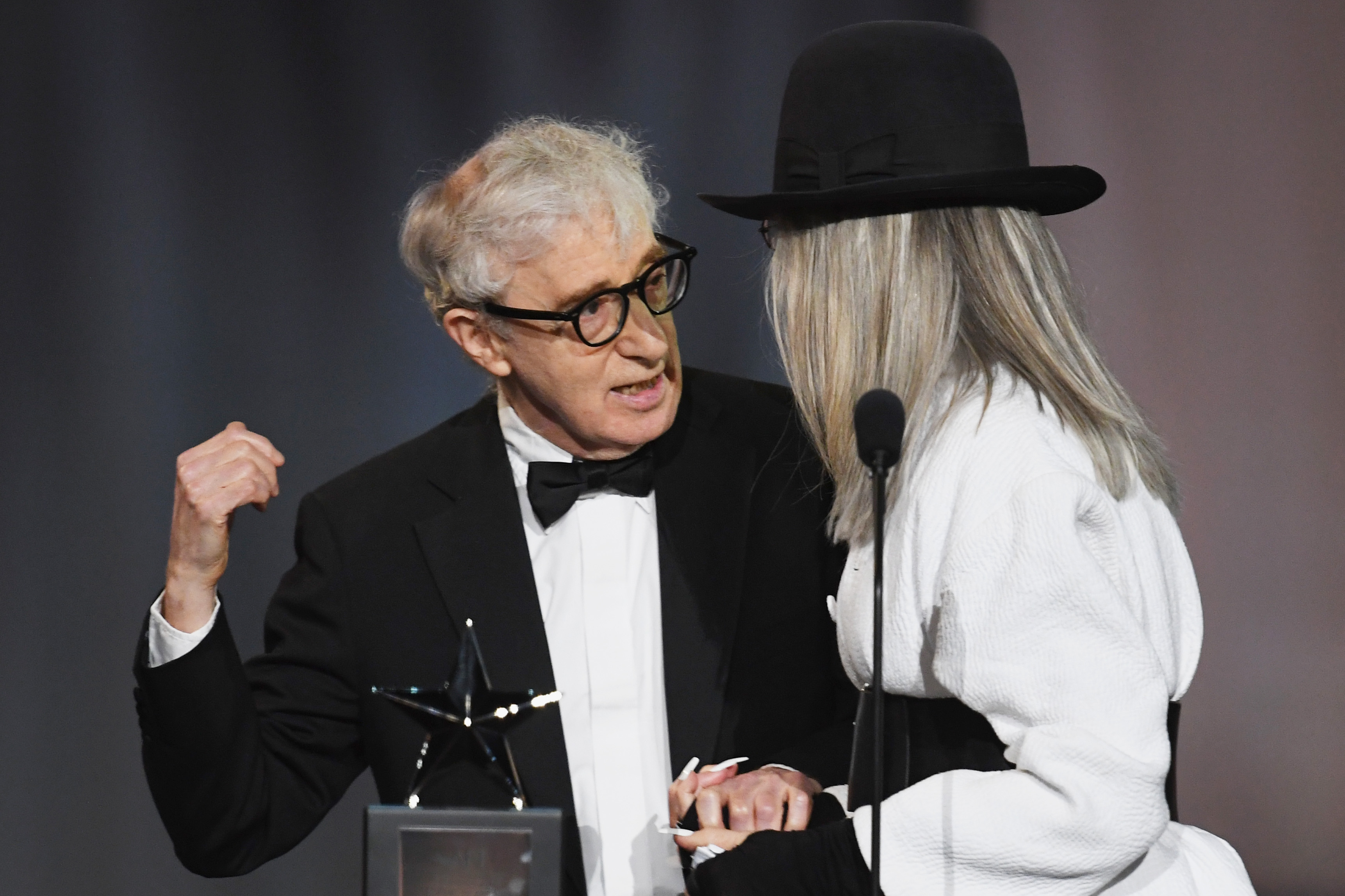 Woody Allen and Diane Keaton onstage at American Film Institute's 45th Life Achievement Award Gala Tribute to Diane Keaton at Dolby Theatre on June 8, 2017 in Hollywood, California | Source: Getty Images