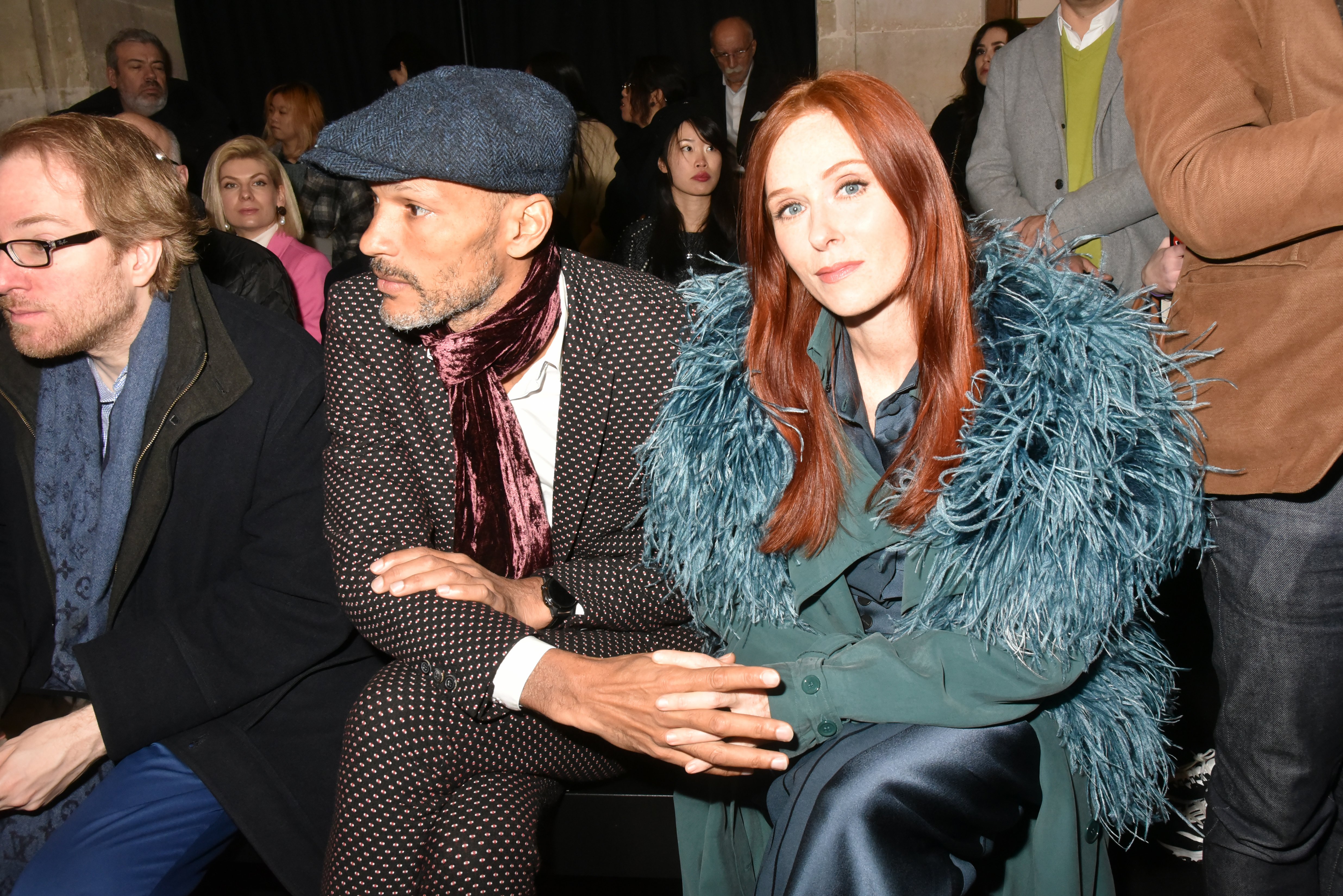 L'actrice Audrey Fleurot et son compagnon Djibril Glissant assistent au défilé Julien Fournie Haute Couture printemps-été 2019 dans le cadre de la Fashion Week de Paris, le 22 janvier 2019 à Paris, en France. | Photo : Getty Images