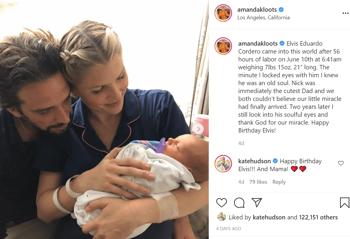 Pictured - A photo of two doting parents, Nick Cordero and his wife Amanda Kloots admiring their newborn son | Source: Instagram/@amandakloots