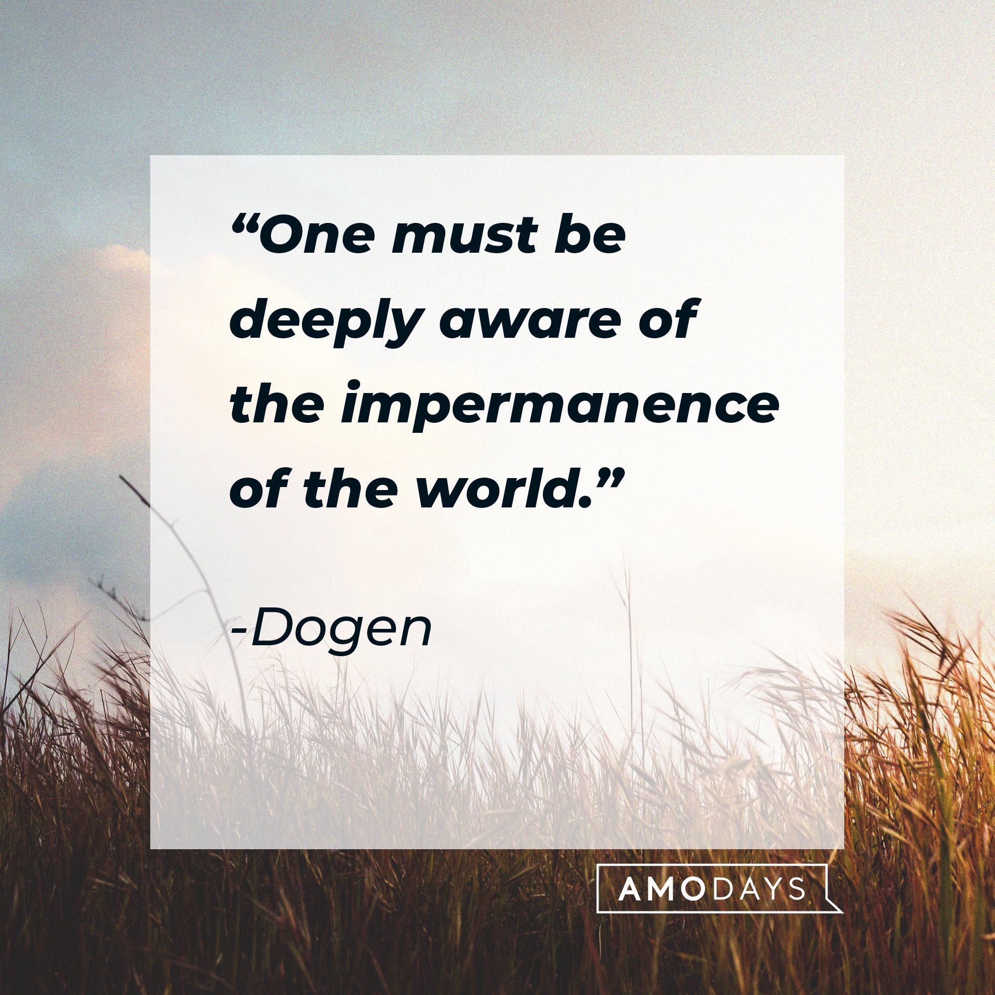  Dogen's quote: “One must be deeply aware of the impermanence of the world.” | Image: AmoDays