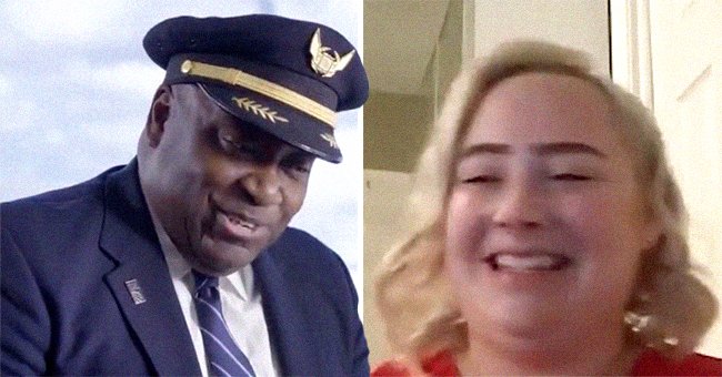 Captain CJ Charlton from United Airlines during a video call with Ashley Cronkhite | Photo: Twitter.com/united