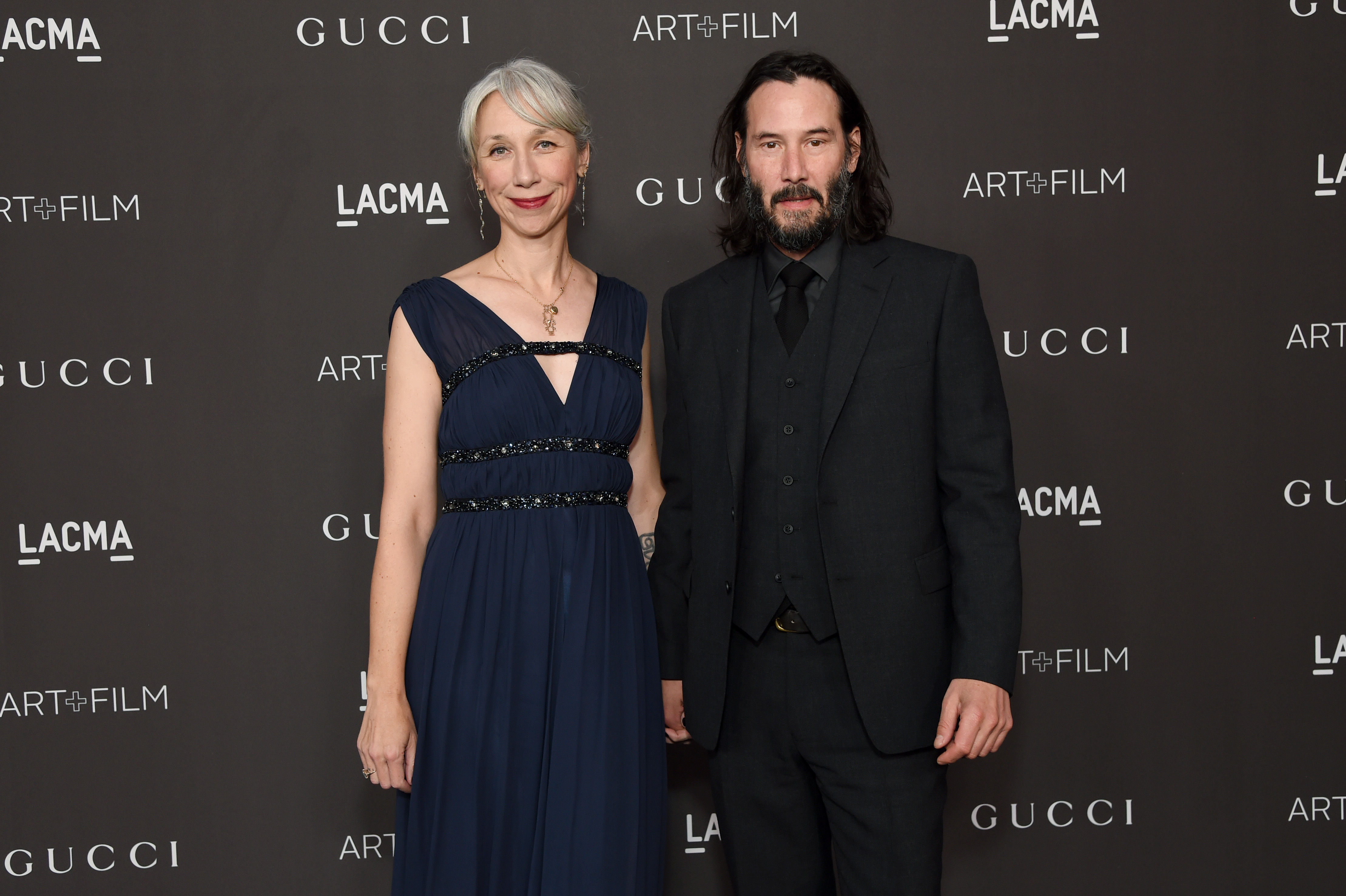 Alexandra Grant and Keanu Reeves attend the 2019 LACMA 2019 Art + Film Gala Presented By Gucci at LACMA on November 02, 2019